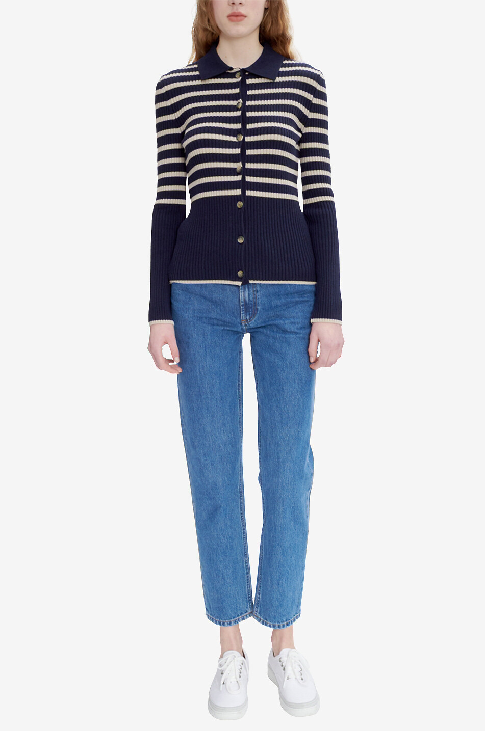 Mallory striped cashmere blend cardigan
