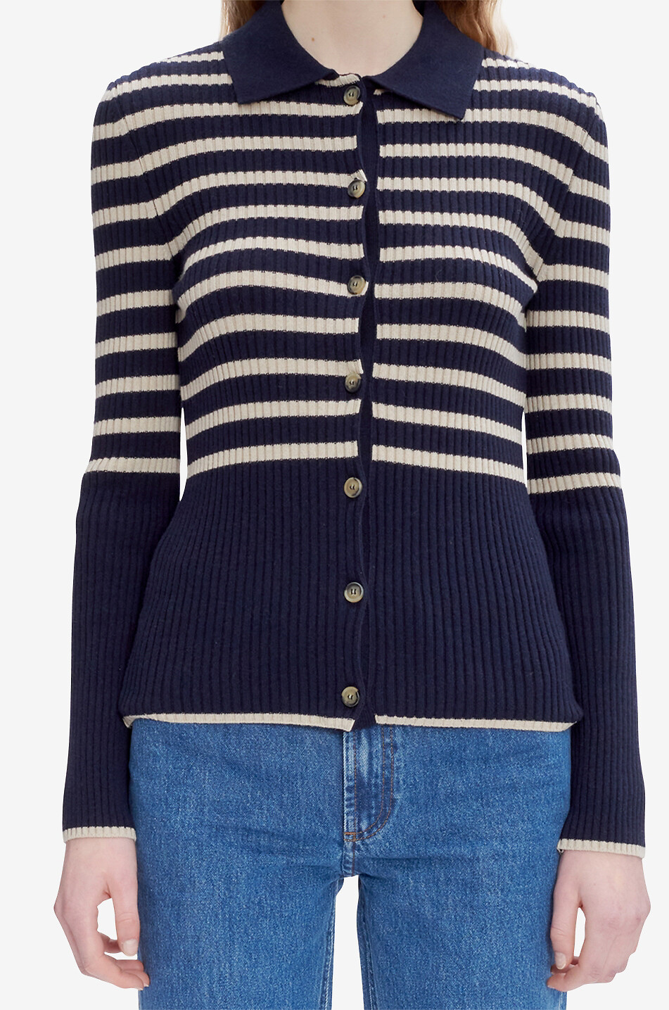 Mallory striped cashmere blend cardigan