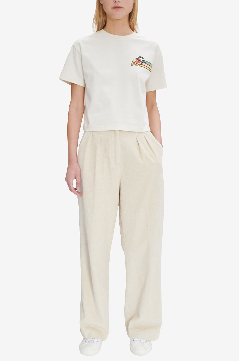 Pantalon large à pinces en coton et lin Tressie