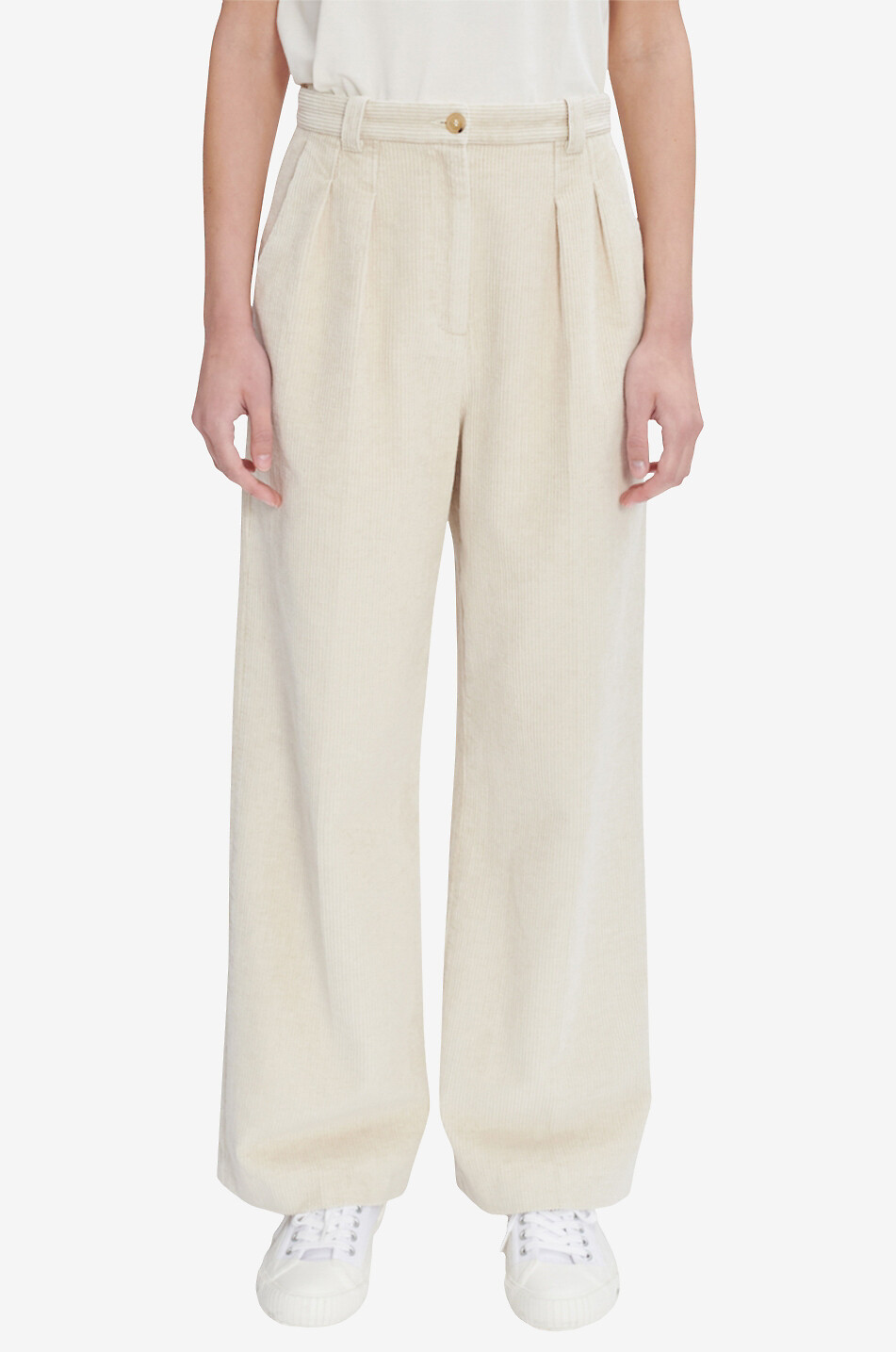 A.P.C. Bundfaltenhose mit weitem Bein aus Baumwolle und Leinen Tressie Damen CREMEFARBEN 3
