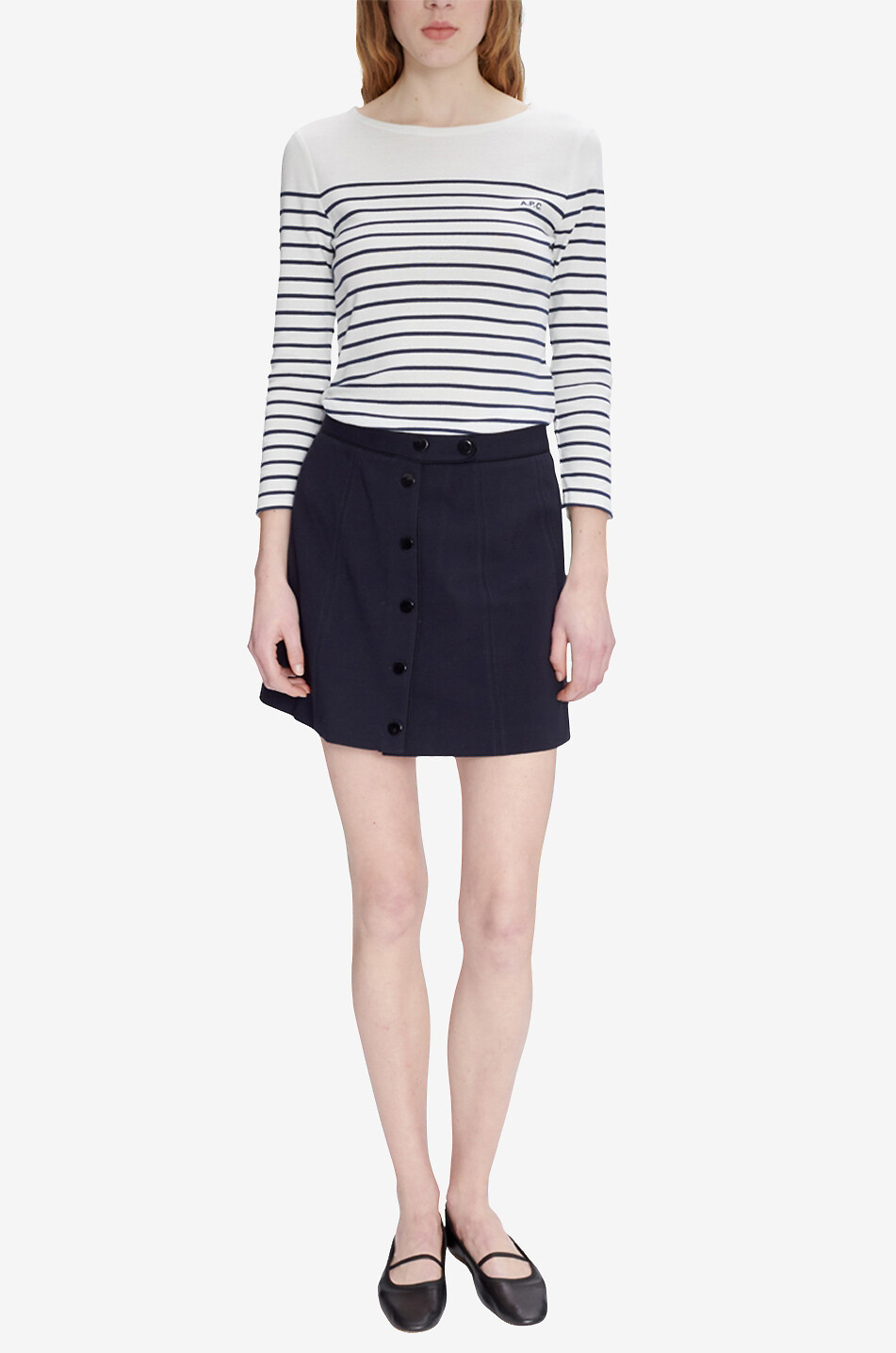 A.P.C. Thelma organic cotton Breton T-shirt Women EGGSHELL 2