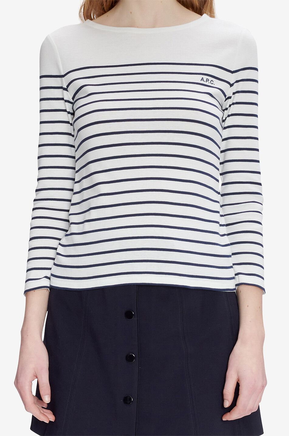 A.P.C. Thelma organic cotton Breton T-shirt Women EGGSHELL 4