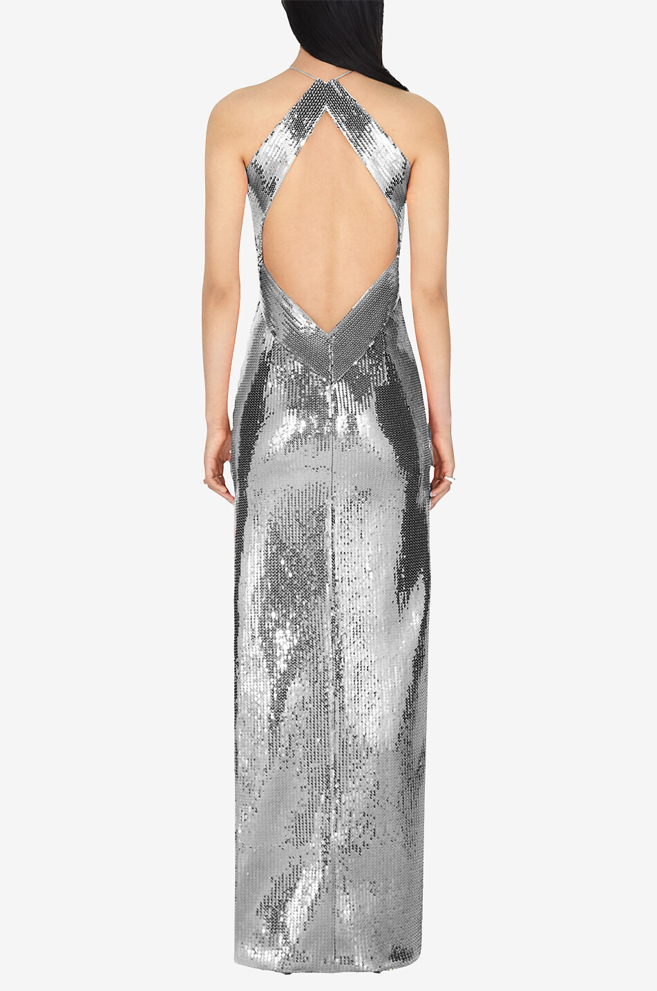 GALVAN LONDON Kite sequin maxi dress with plunging V-neck Women SILVER 4