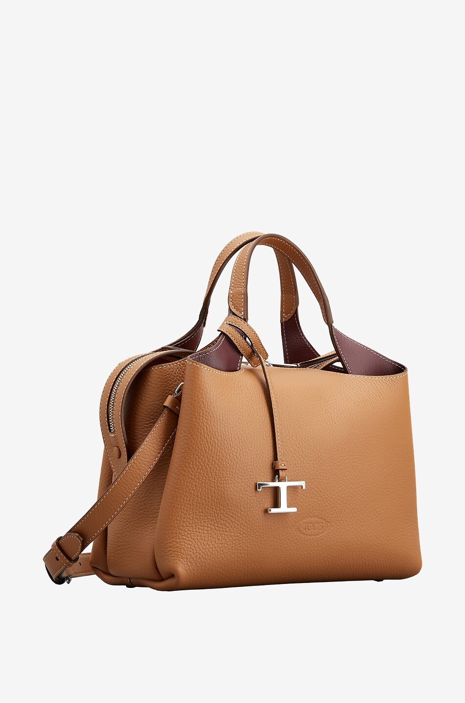 TOD'S Medium grained leather bowling bag Women BROWN 2
