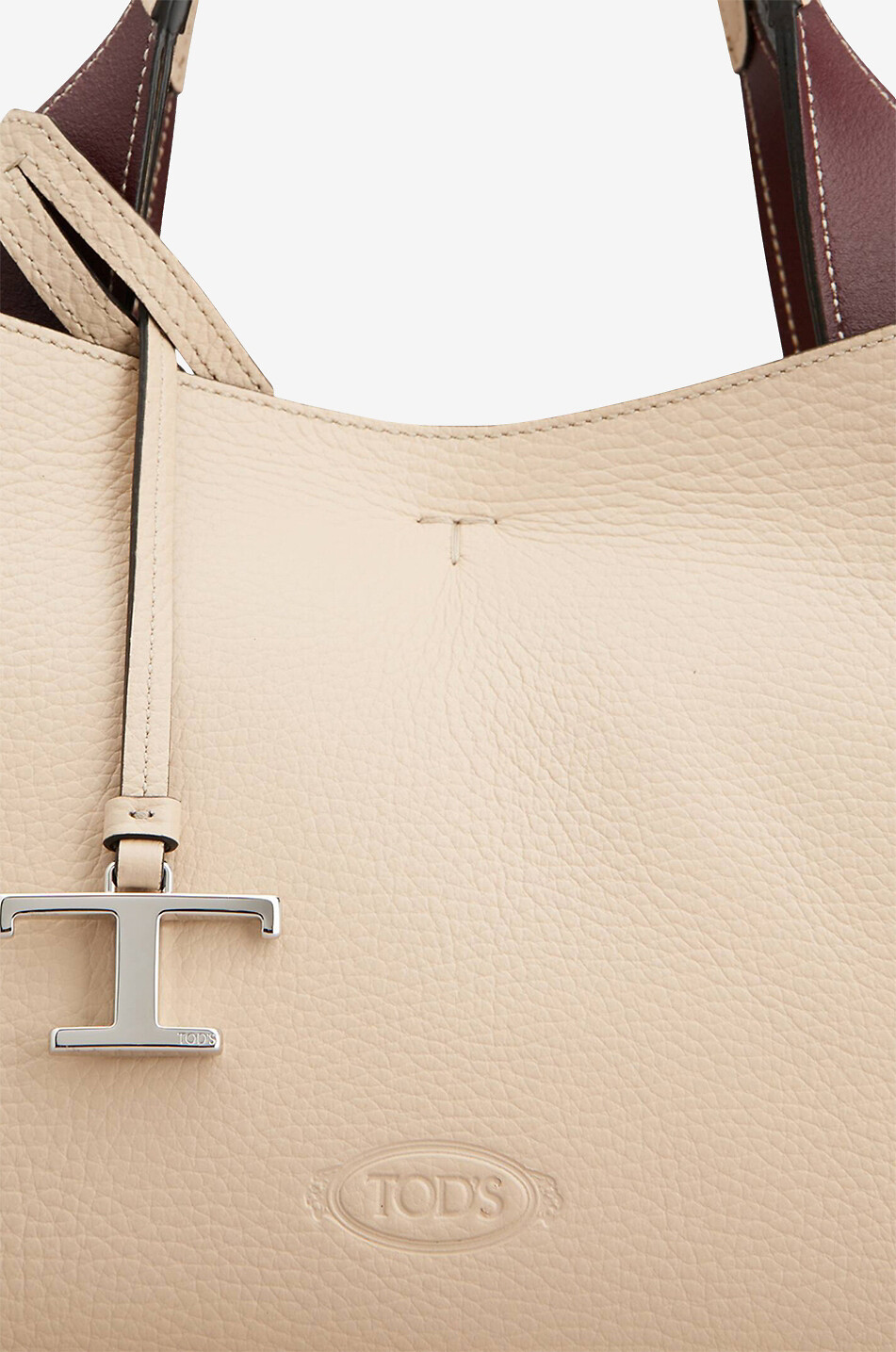 TOD'S T Timeless mini grained leather tote bag Women BEIGE 6