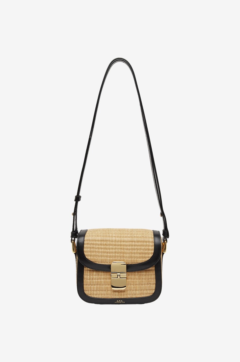 Grace Mini leather and raffia shoulder bag