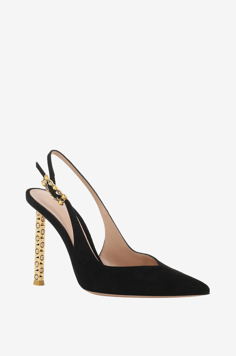 Wildleder-Slingback-Pumps mit Schmuckabsatz 95