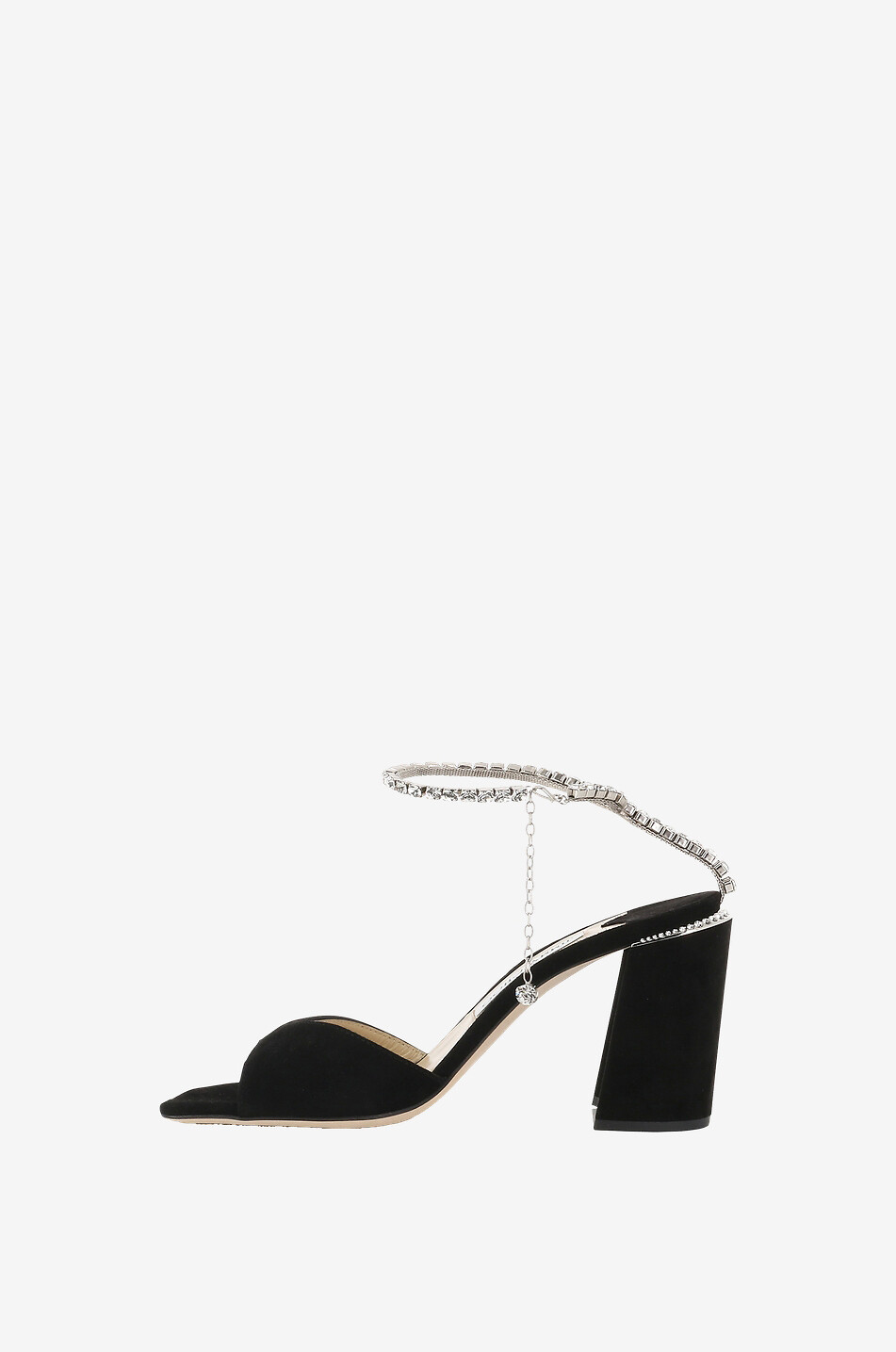 JIMMY CHOO Sandalen aus Wildleder und Kristallen Saeda Block Heel 85 Damen SCHWARZ 3