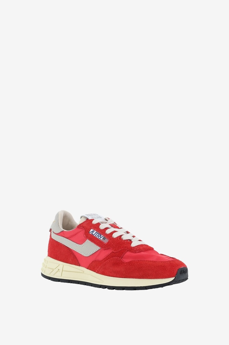 AUTRY Reelwind low-top multi-material lace-up sneakers Women RED 1