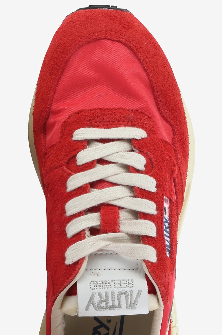 AUTRY Reelwind low-top multi-material lace-up sneakers Women RED 5