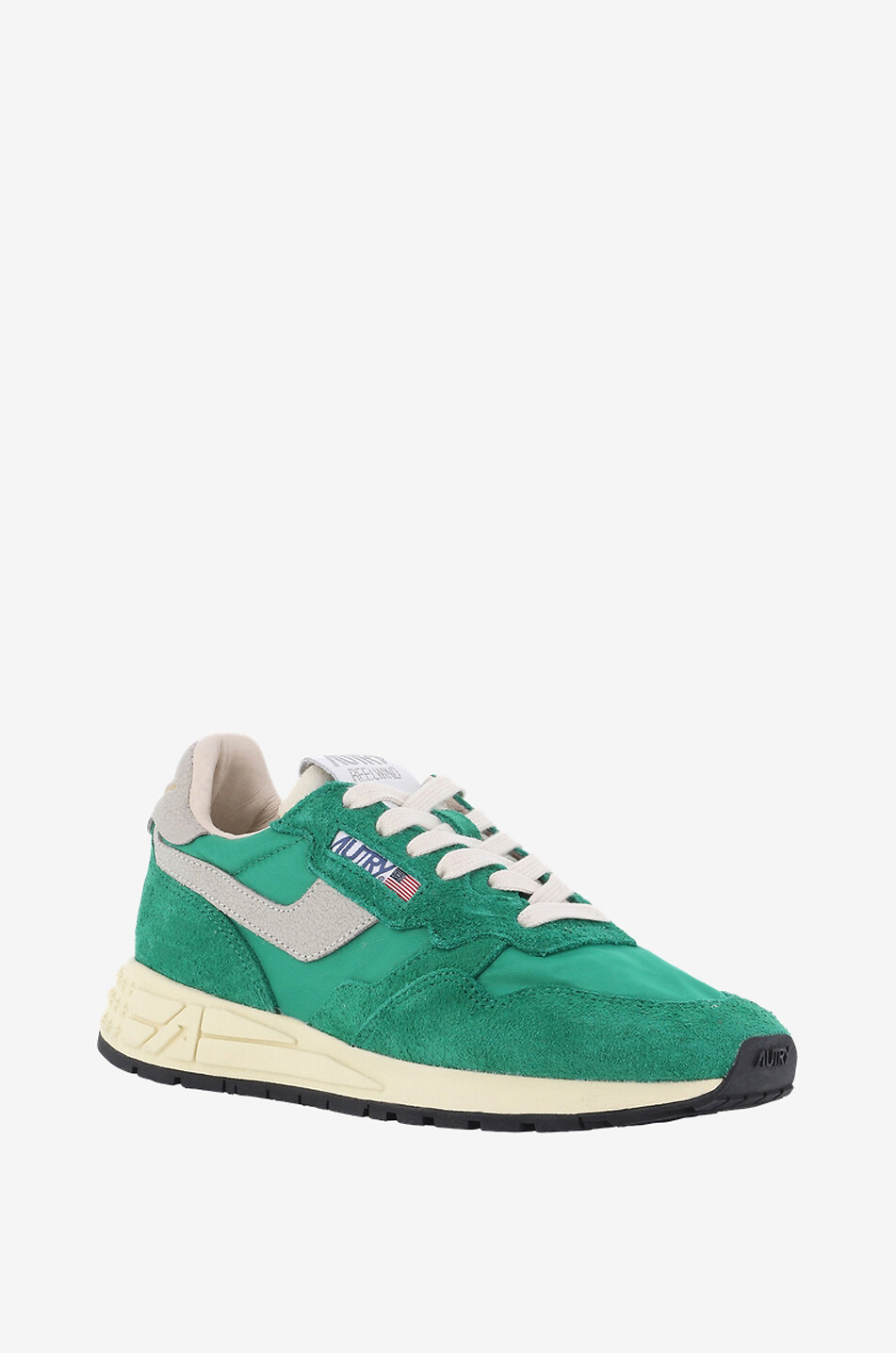 AUTRY Reelwind low-top multi-material lace-up sneakers Women GREEN 1