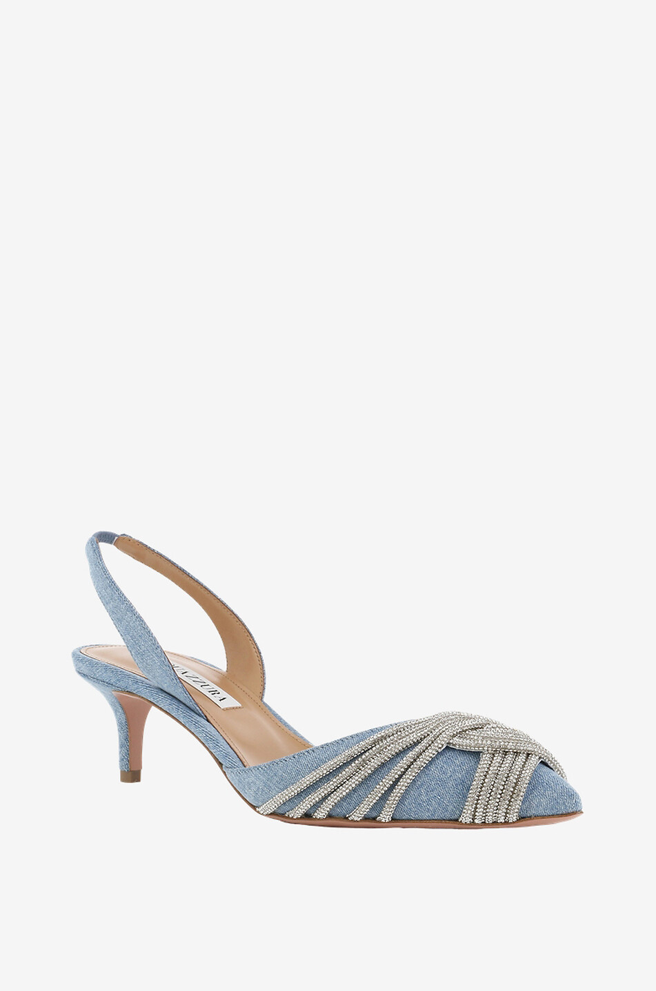 AQUAZZURA Gatsby Sling 50 denim and crystal slingback pumps Women BLUE 1