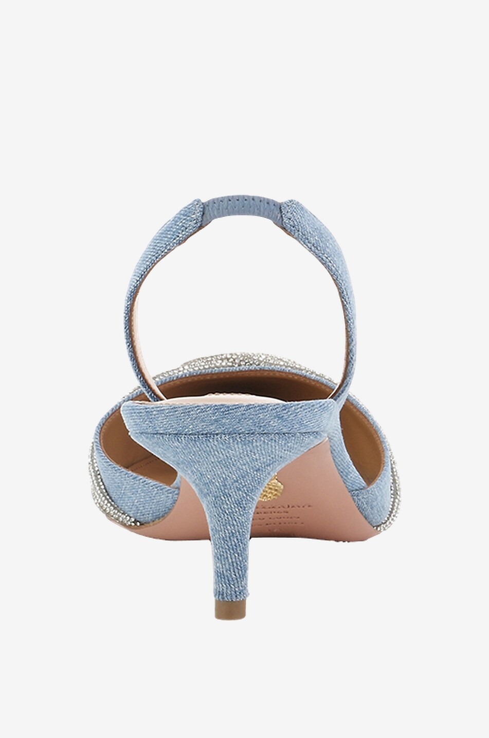 AQUAZZURA Gatsby Sling 50 denim and crystal slingback pumps Women BLUE 4