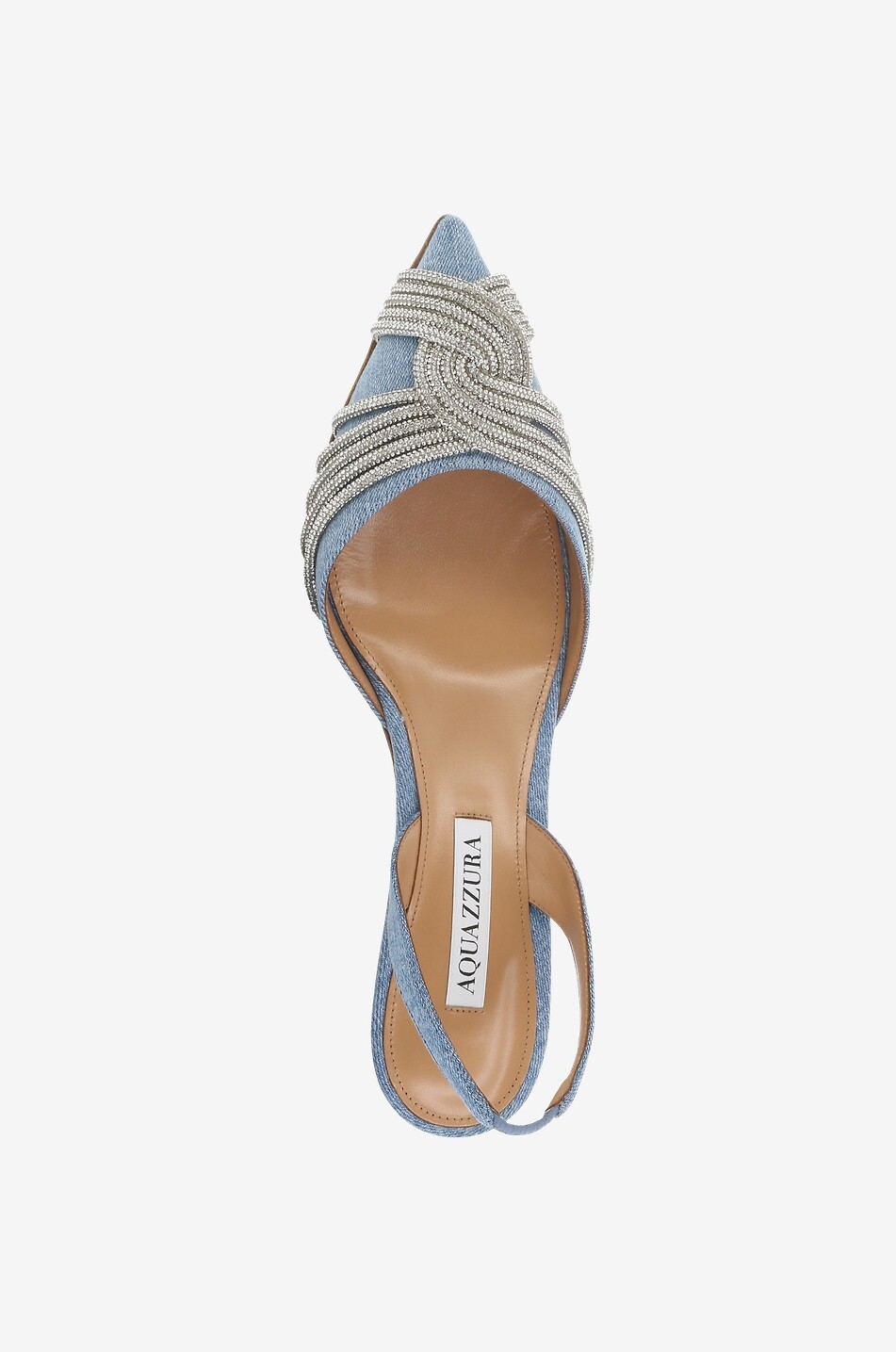 AQUAZZURA Gatsby Sling 50 denim and crystal slingback pumps Women BLUE 5