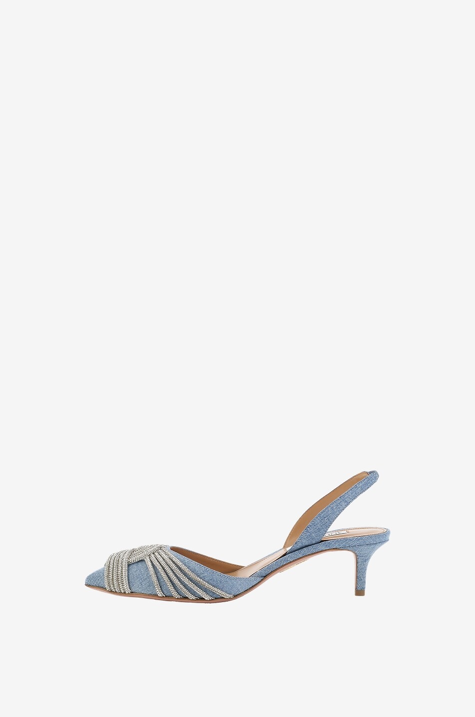 AQUAZZURA Gatsby Sling 50 denim and crystal slingback pumps Women BLUE 3