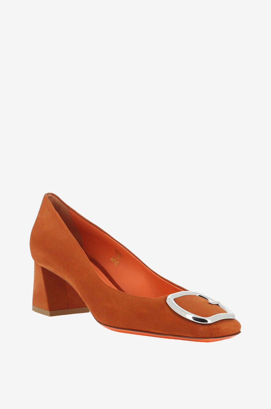 Buckle adorned suede kitten-heel pumps 55