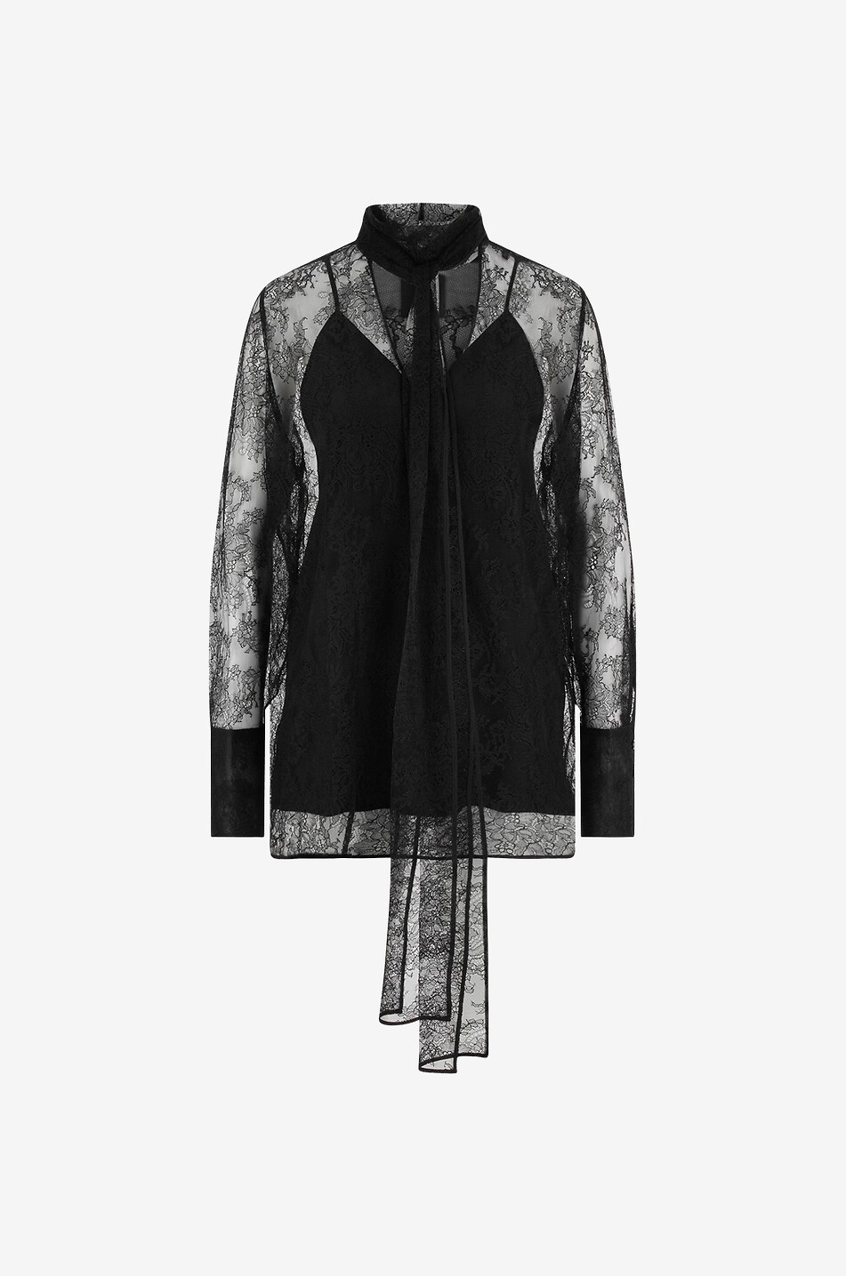 GIVENCHY Lace blouse with necktie Women BLACK 1