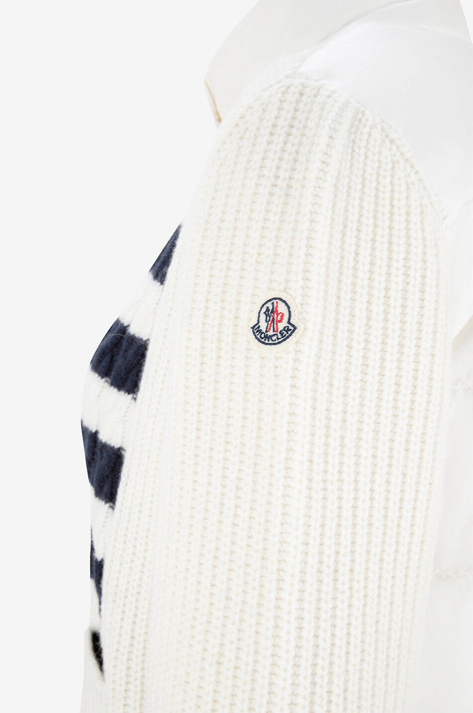 MONCLER Striped cable knit cardigan with down parts Women MULTI COLOURED 3