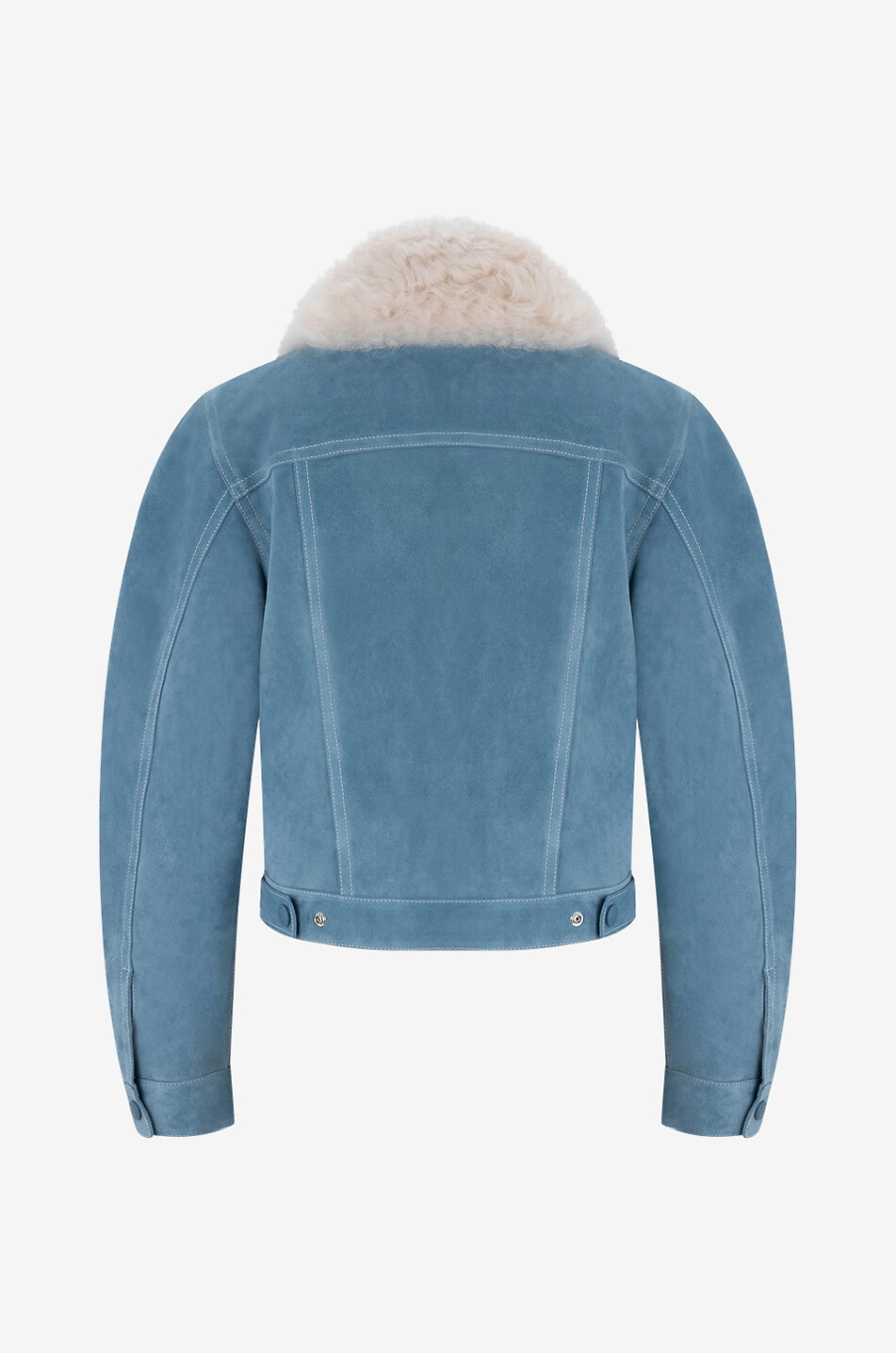 Suede and shearling cropped jacket with rounded sleeves