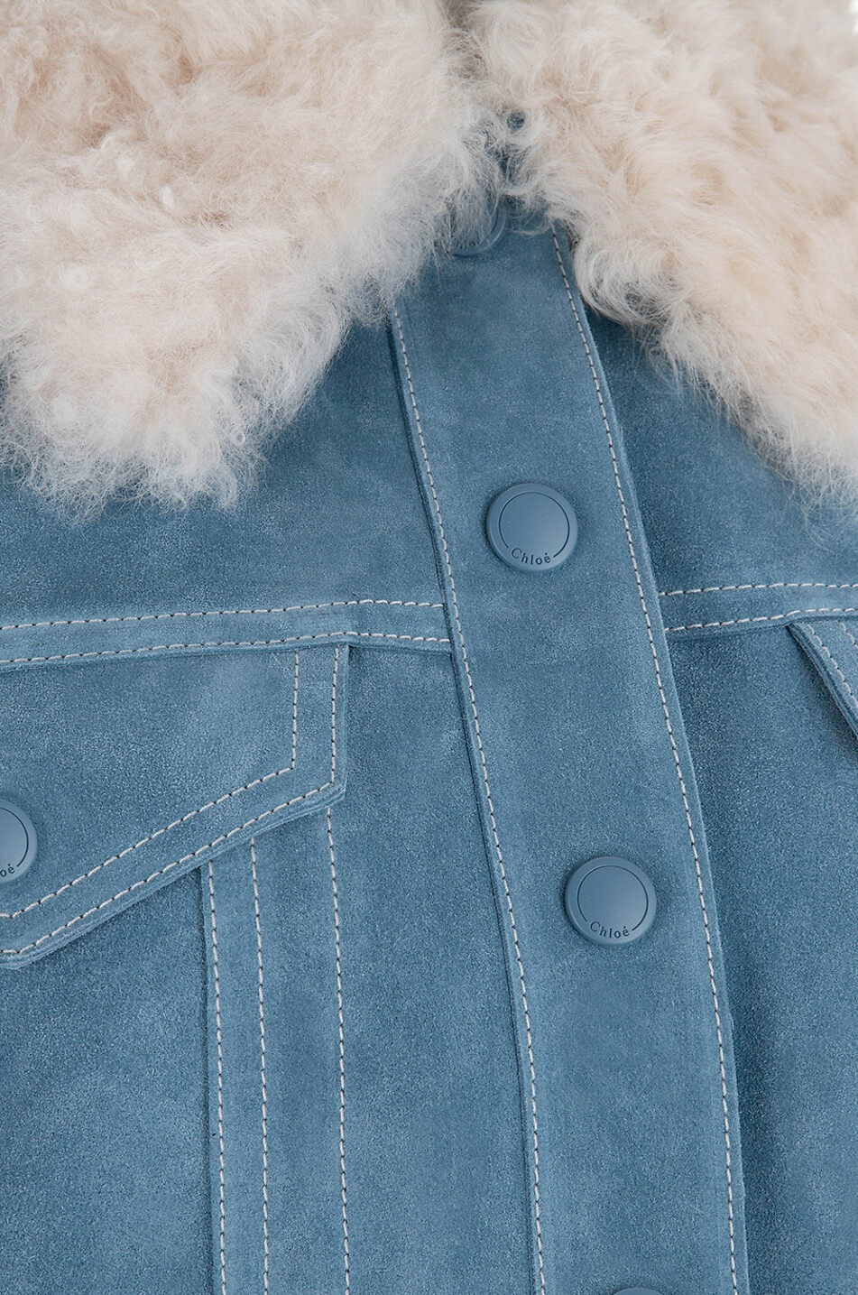 Suede and shearling cropped jacket with rounded sleeves