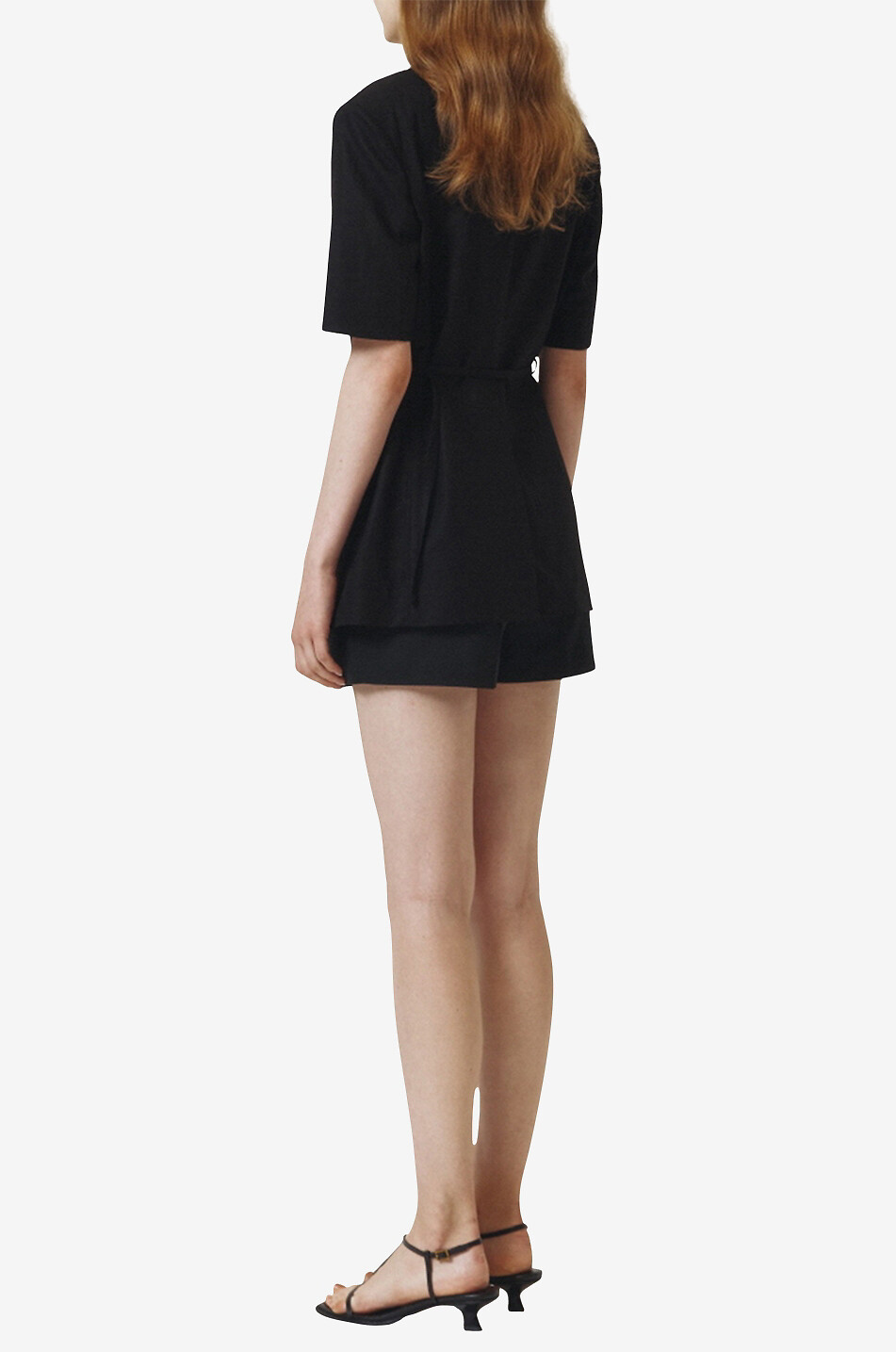 DUNST Belted linen blazer Women BLACK 6