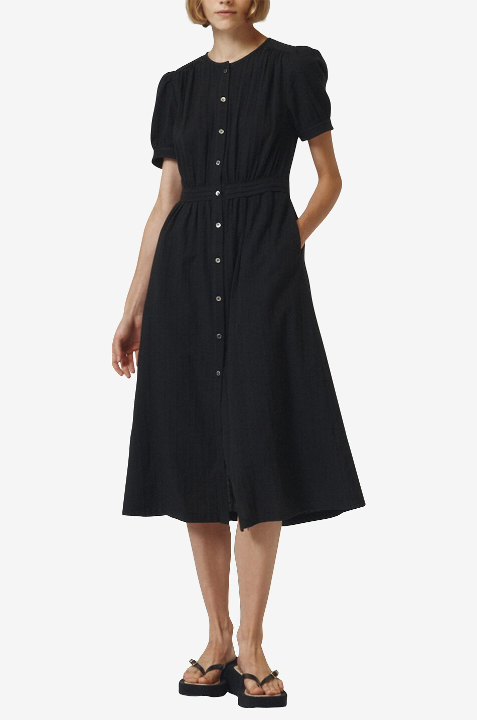 Robe midi à smocks