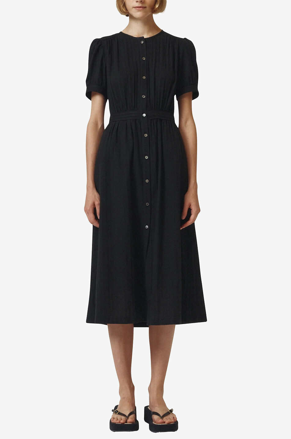 Robe midi à smocks