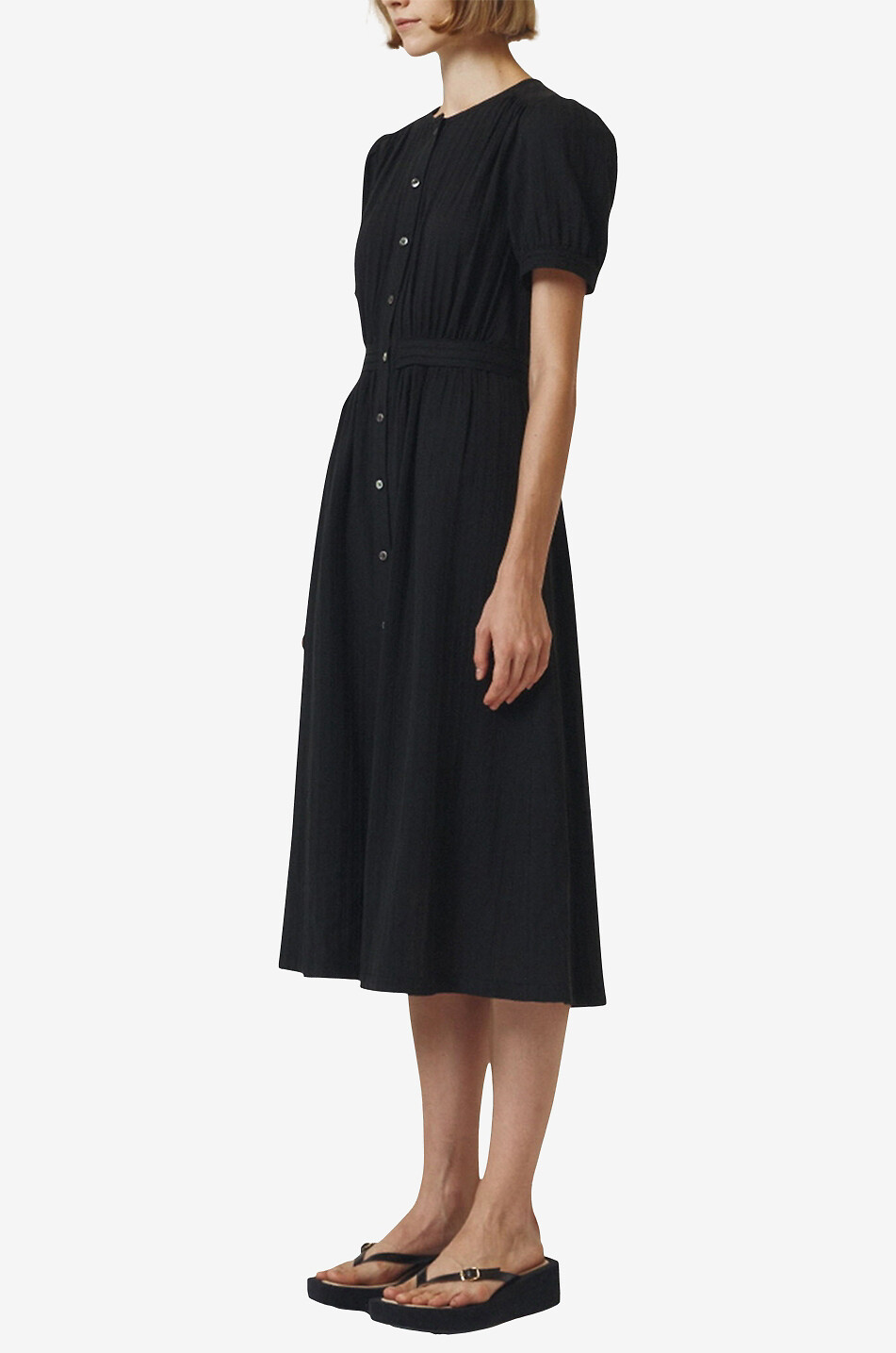 Robe midi à smocks