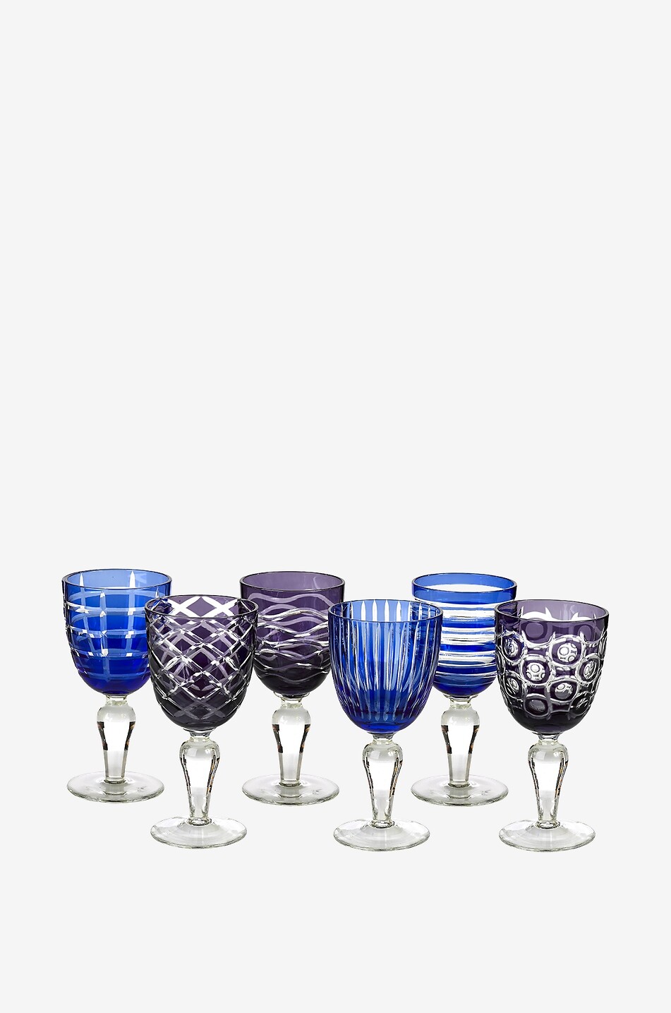 POLS POTTEN 6er-Set geschliffene Weingläser Cobalt Mix Haus BLAU 1