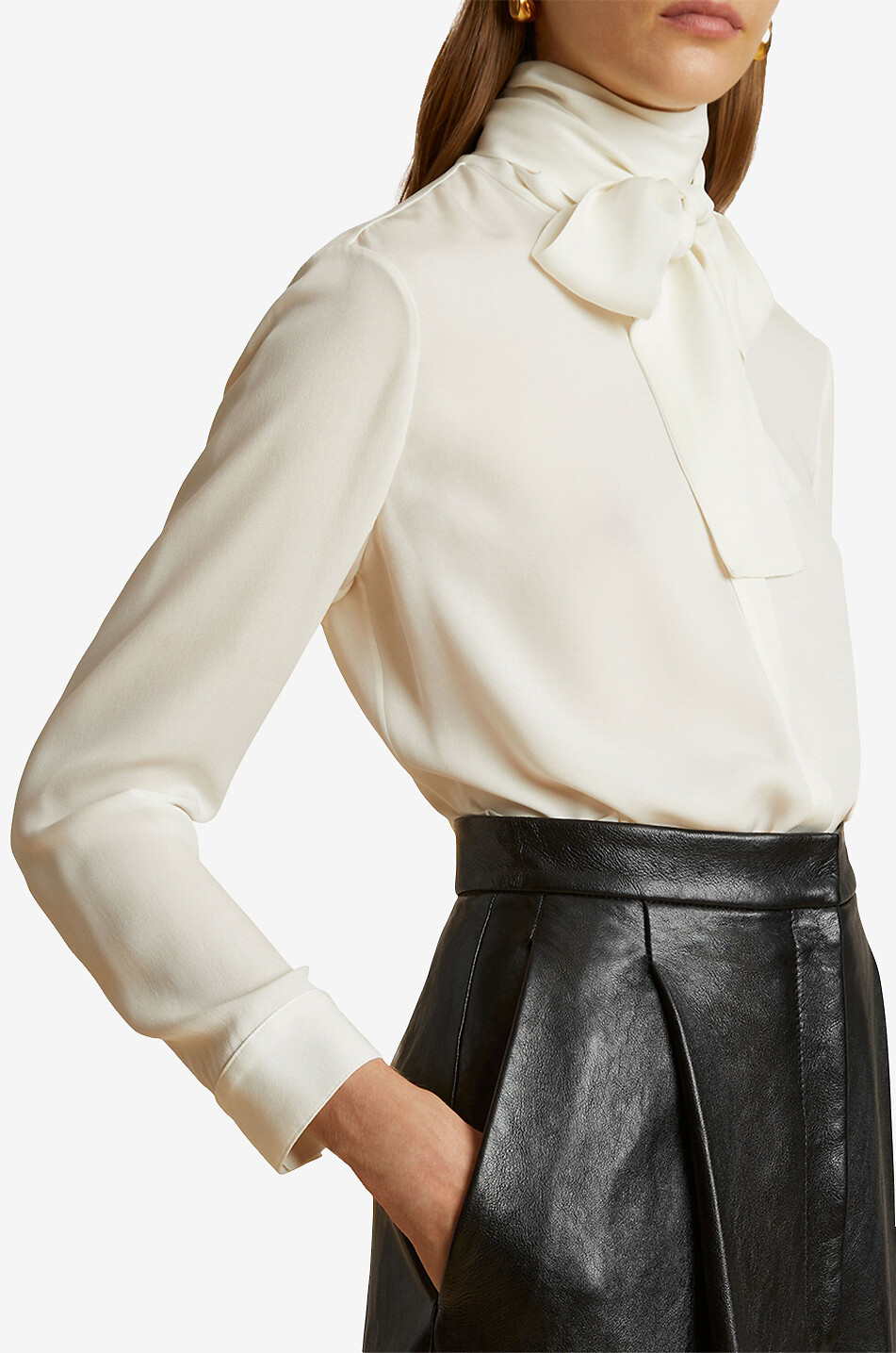 KHAITE The Tash silk blouse with necktie Women EGGSHELL 4
