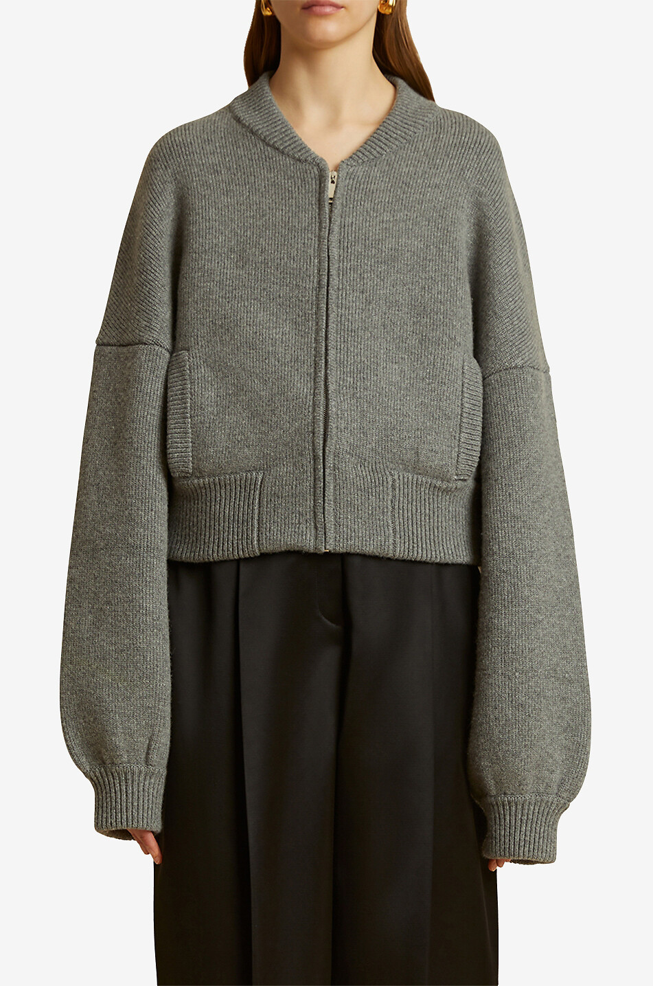 KHAITE The Rhea cashmere knit bomber jacket Women GREY 2