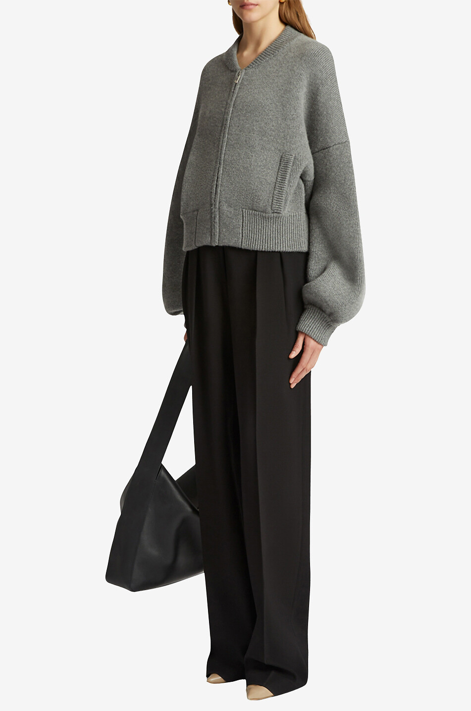 KHAITE The Rhea cashmere knit bomber jacket Women GREY 6