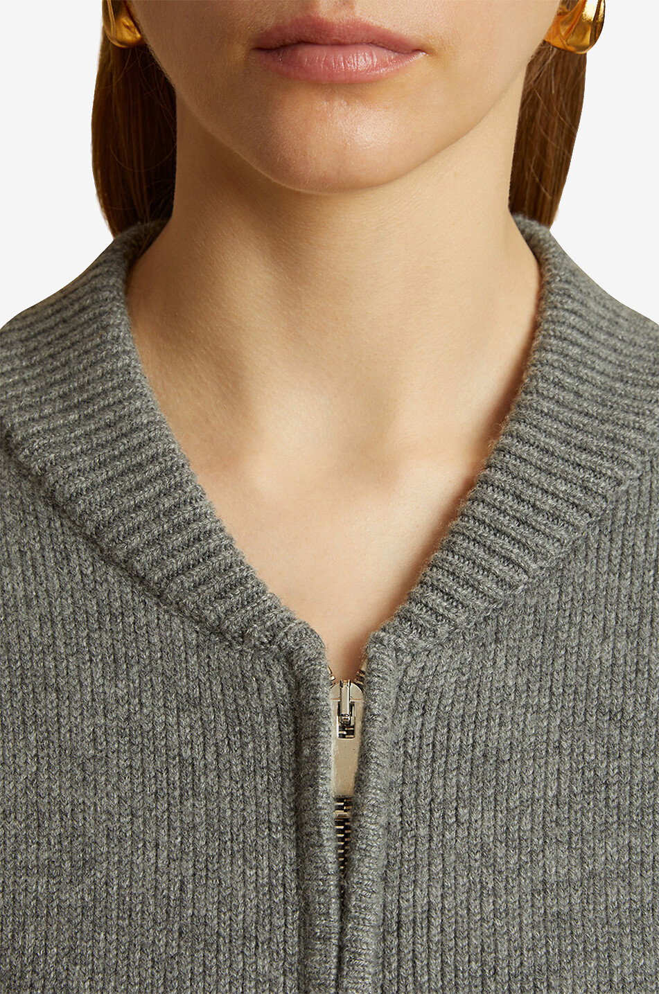 KHAITE The Rhea cashmere knit bomber jacket Women GREY 5