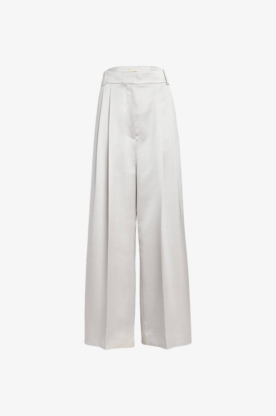 KHAITE The Simone wide-leg high-rise satin trousers Women LIGHT GREY 1