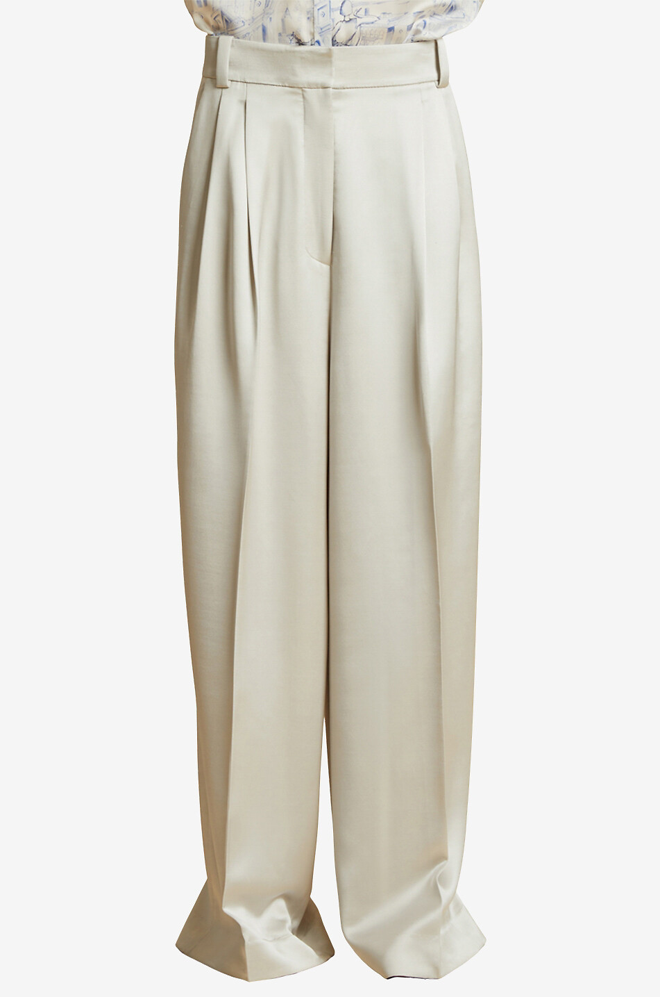 KHAITE The Simone wide-leg high-rise satin trousers Women LIGHT GREY 2