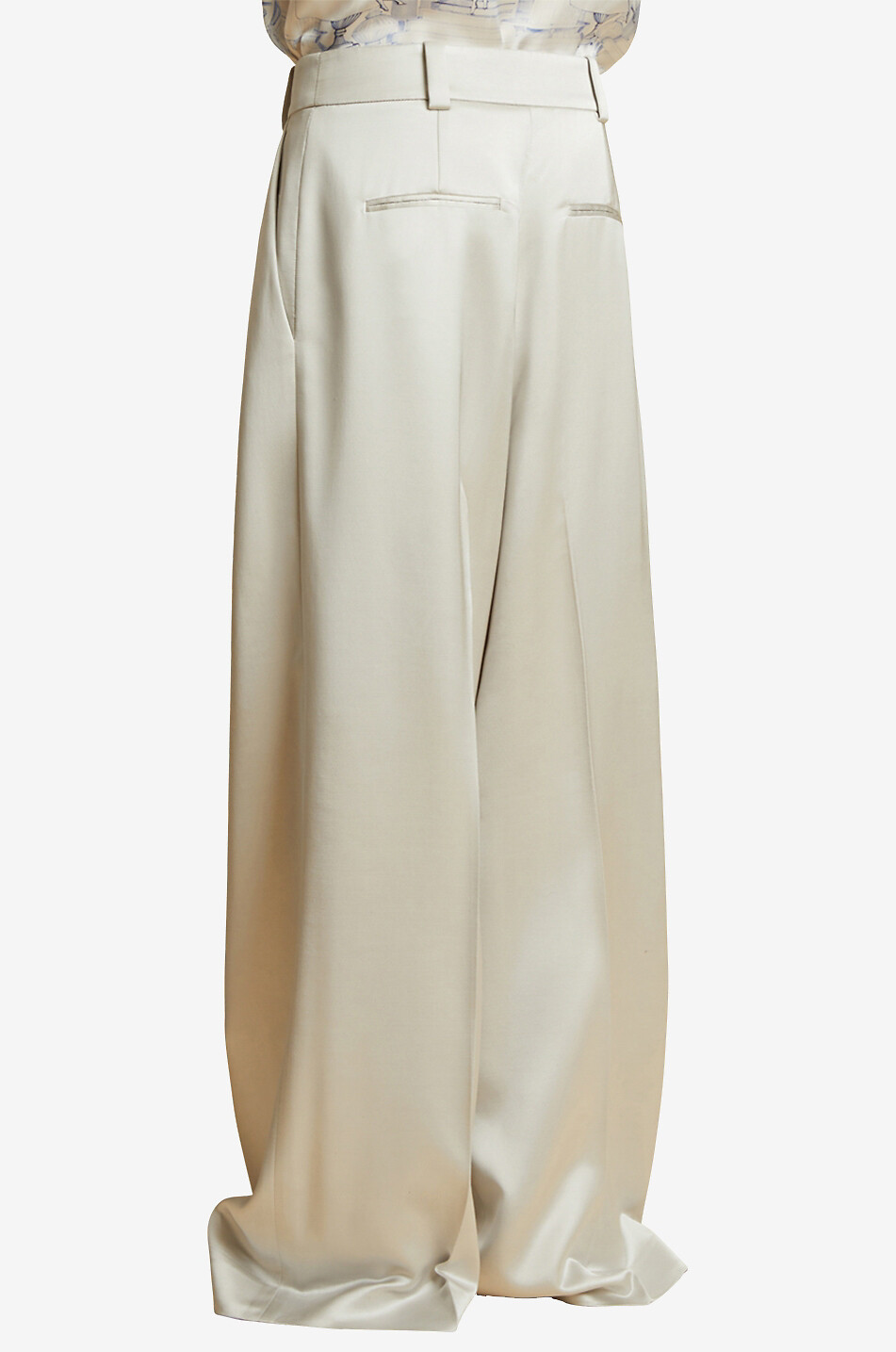 KHAITE The Simone wide-leg high-rise satin trousers Women LIGHT GREY 3