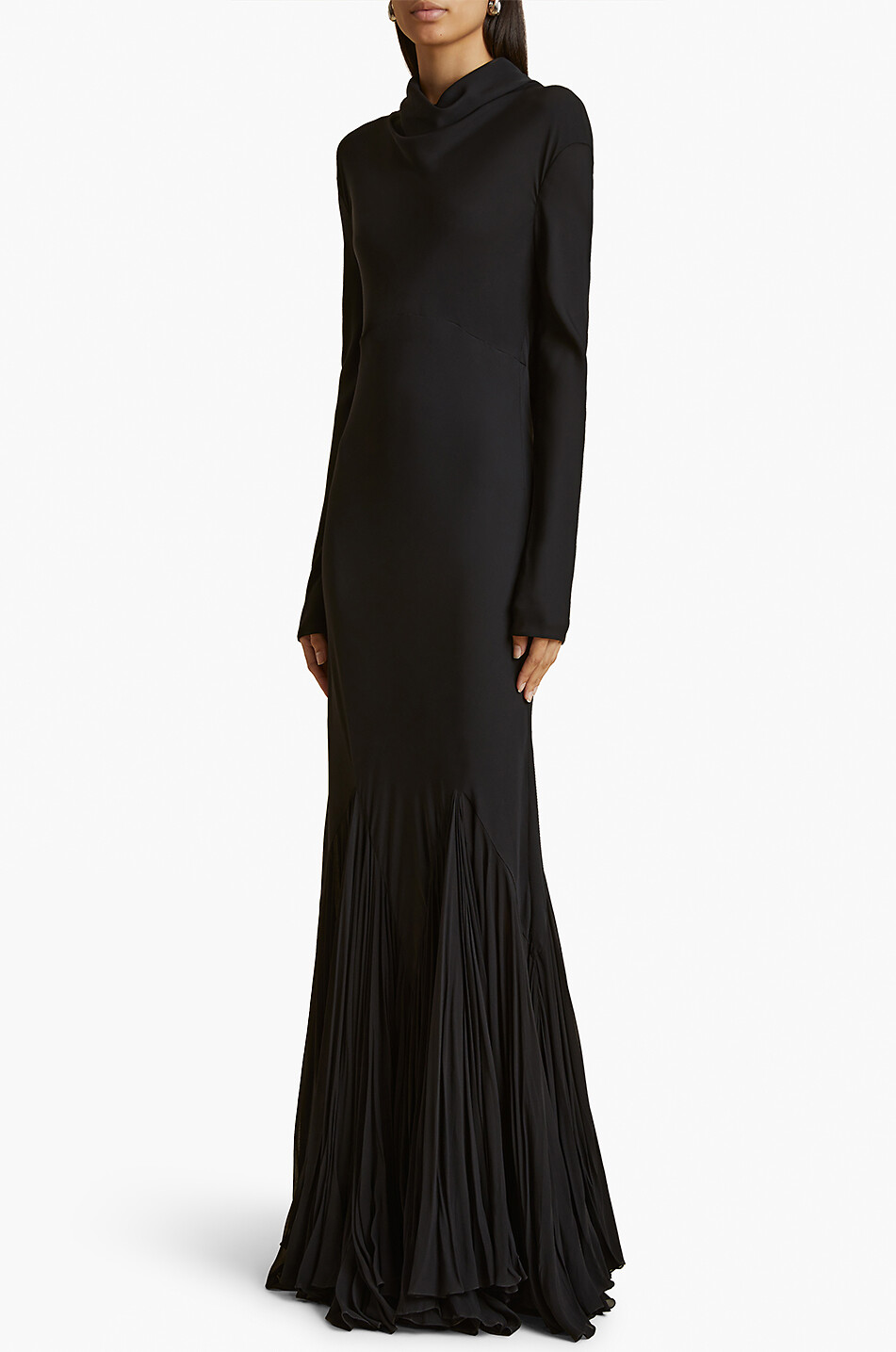 KHAITE The Metin long silk dress with pleated details Women BLACK 3