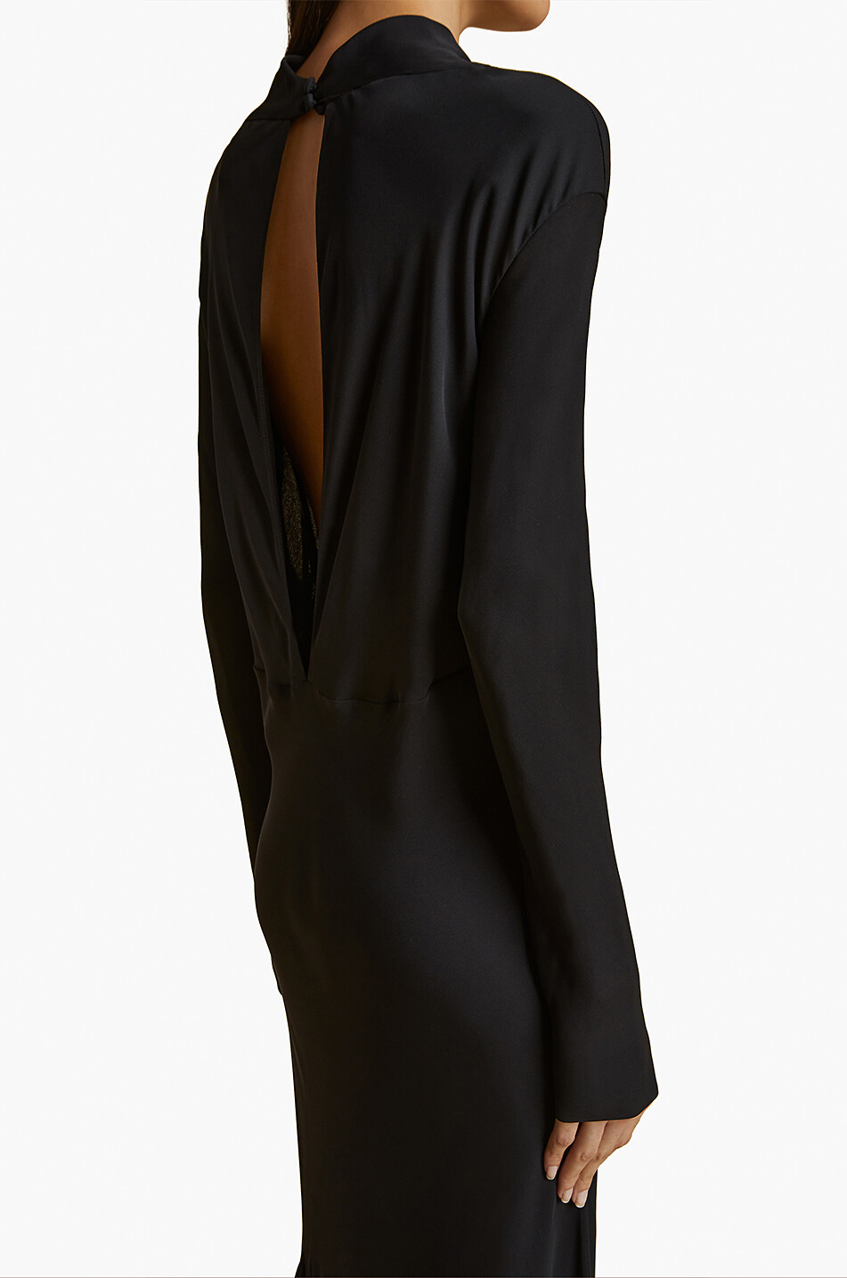 KHAITE The Metin long silk dress with pleated details Women BLACK 5