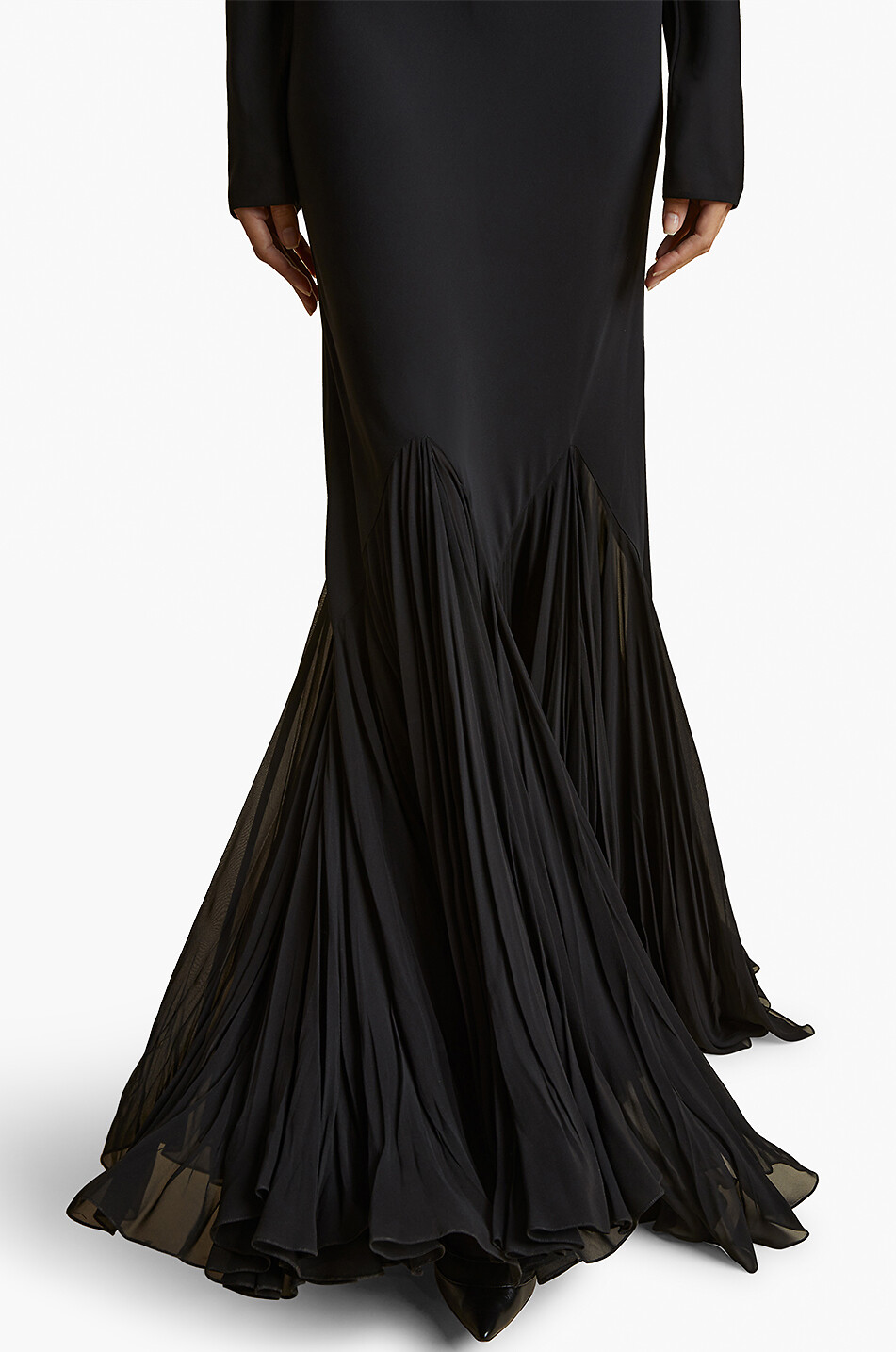 KHAITE The Metin long silk dress with pleated details Women BLACK 6
