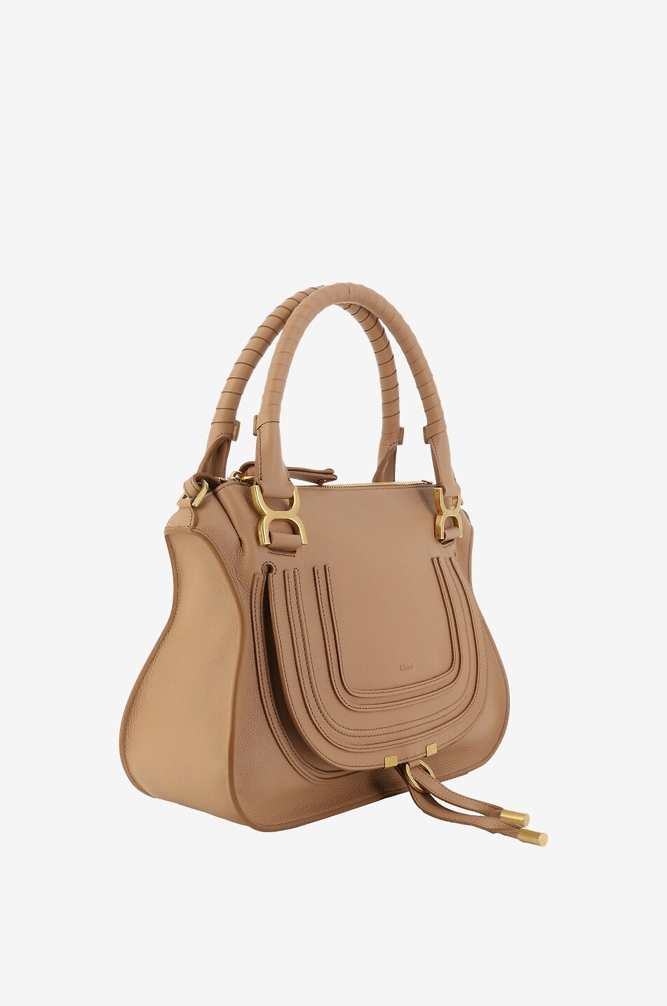 CHLOE Marcie Medium double carry grained leather bag Women Light beige 2