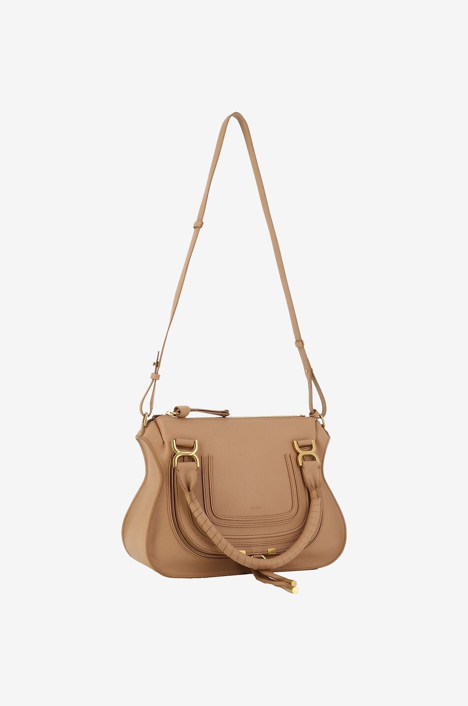 CHLOE Marcie Medium double carry grained leather bag Women Light beige 5