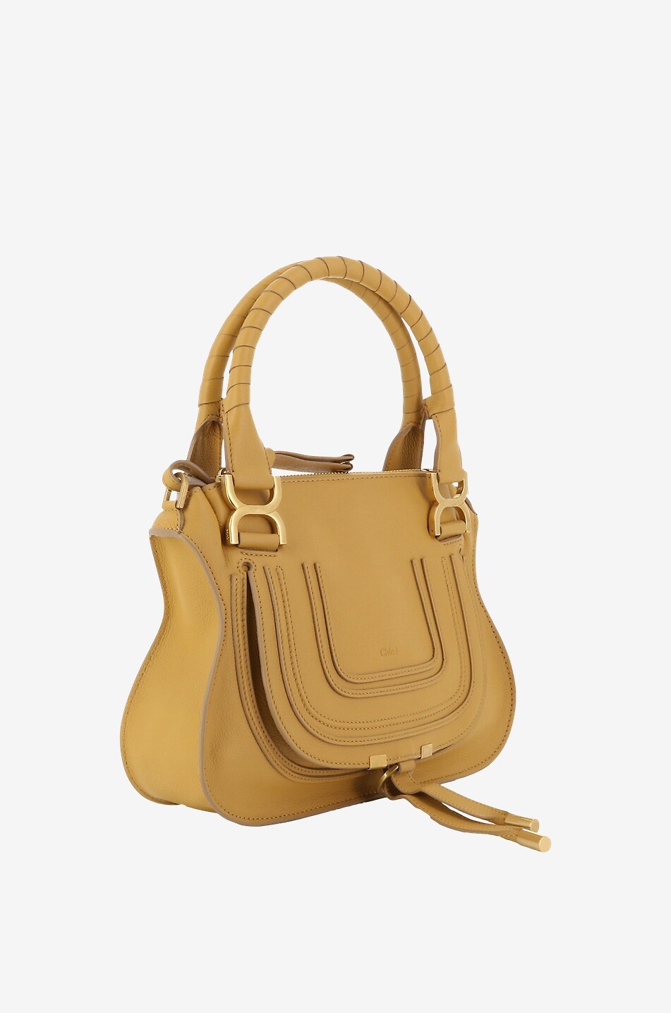 CHLOE Marcie Small grained leather double-carry bag Women DARK YELLOW 2