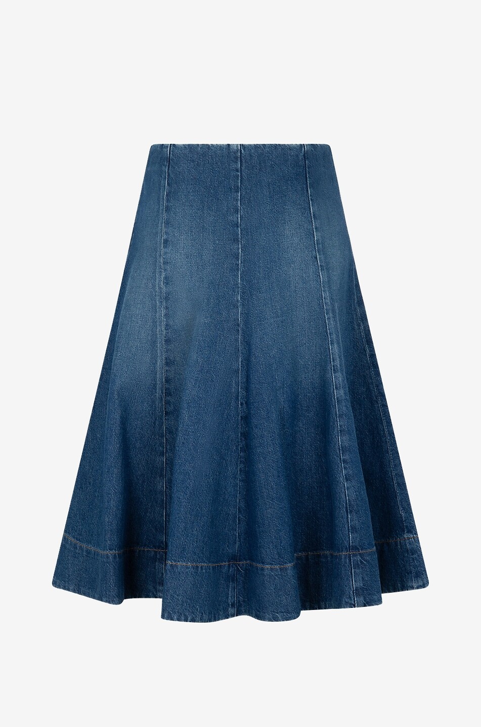 KHAITE Ausgestellter Denim-Midirock The Lennox Archer Damen BLAU 2