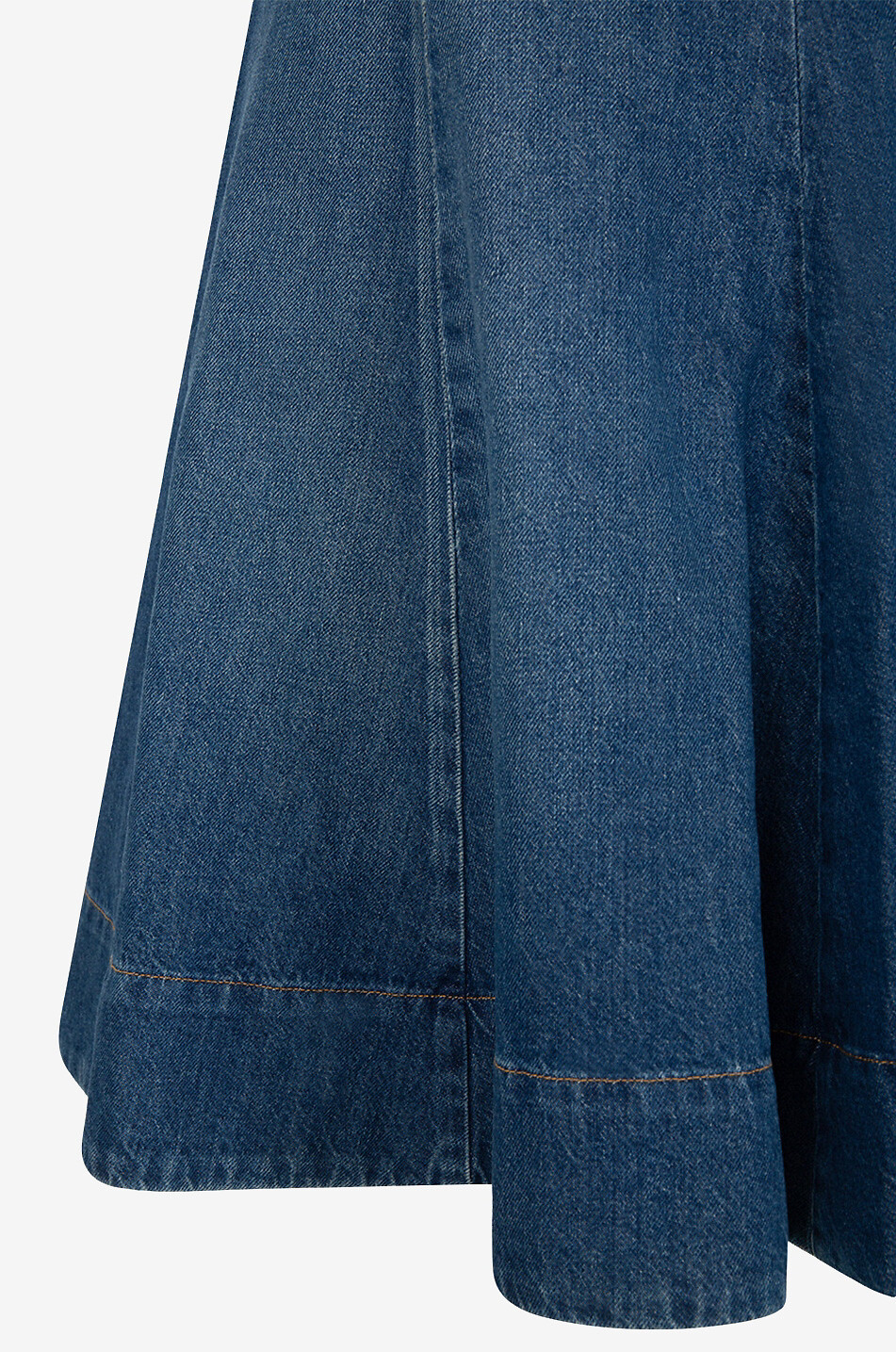 KHAITE Ausgestellter Denim-Midirock The Lennox Archer Damen BLAU 7