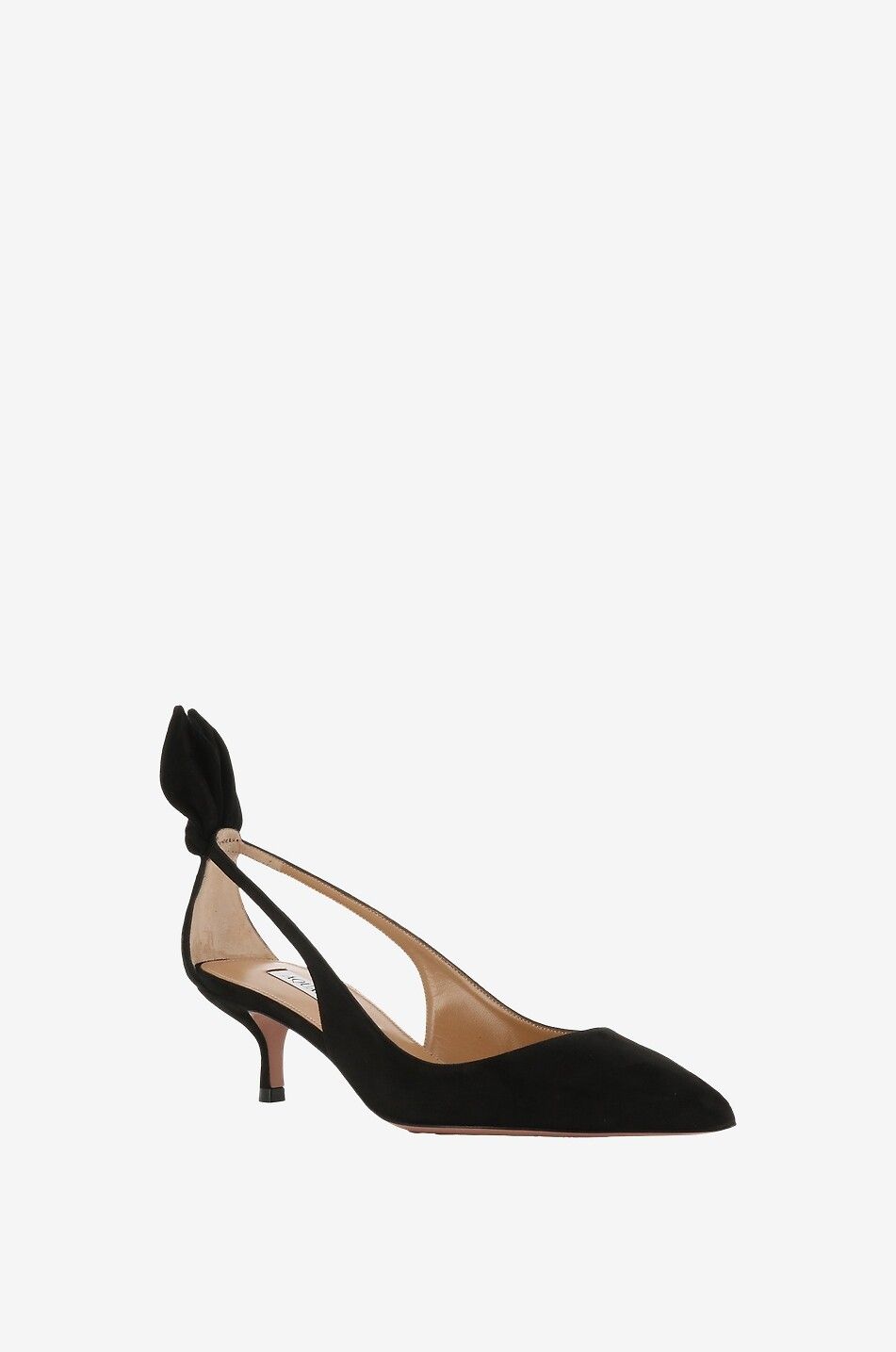 Bow Tie 50 kitten heel slingback pumps in suede AQUAZZURA Bongenie