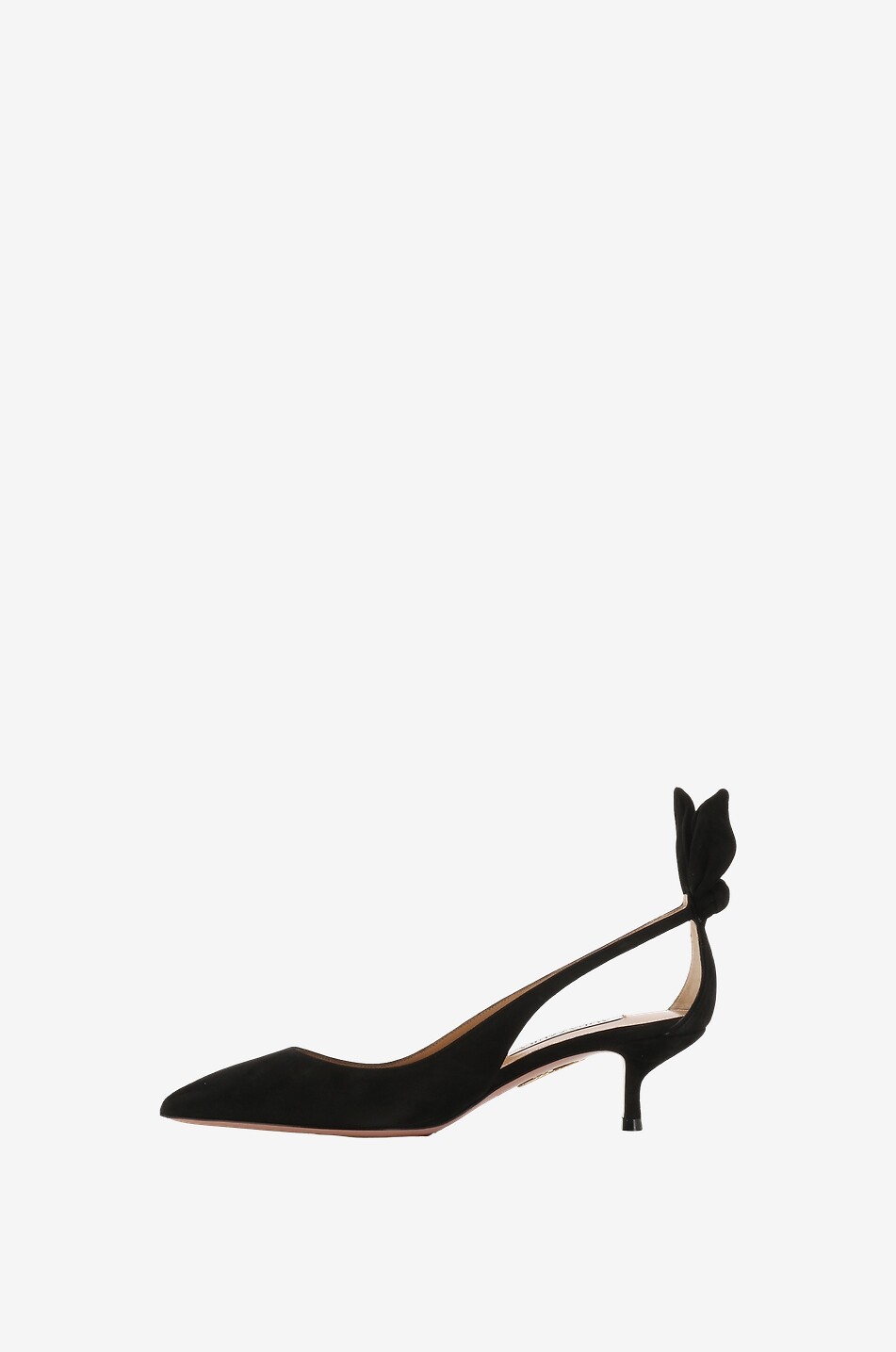 AQUAZZURA Bow Tie 50 kitten heel slingback pumps in suede Women BLACK 3