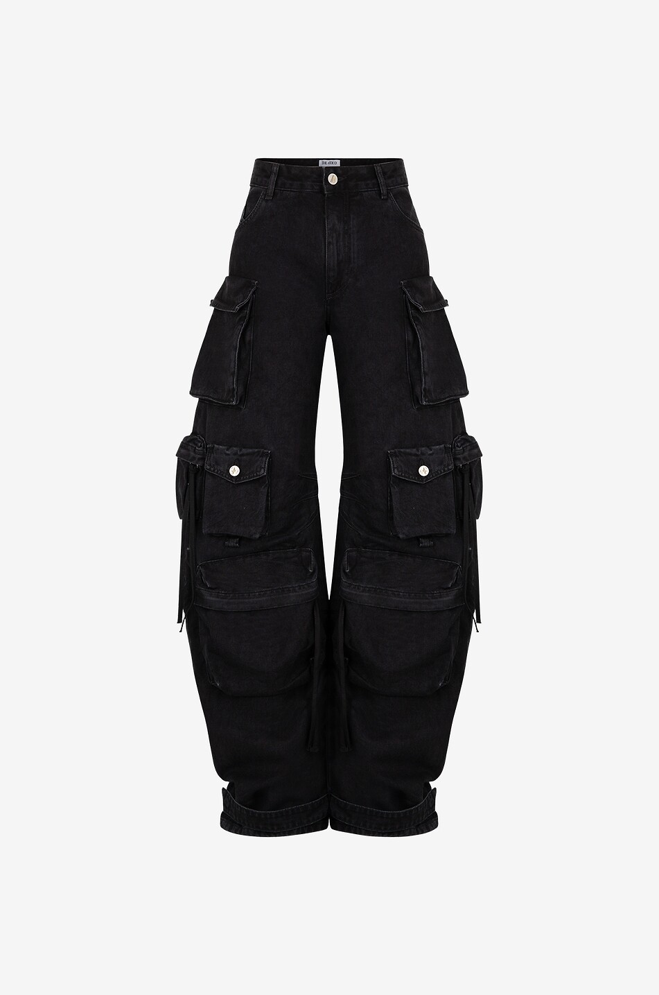 THE ATTICO Pantalon cargo oversize en denim Fern Black Femme NOIR 1