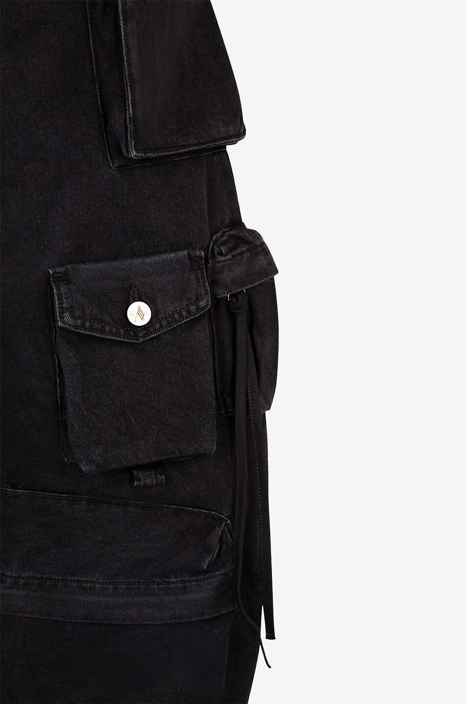THE ATTICO Pantalon cargo oversize en denim Fern Black Femme NOIR 3