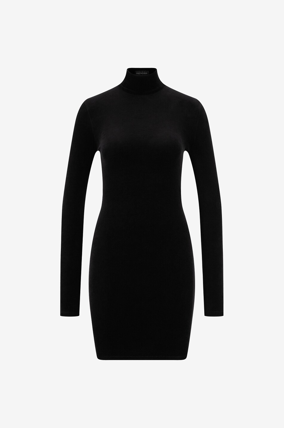 Minirobe moulante en velours à col montant