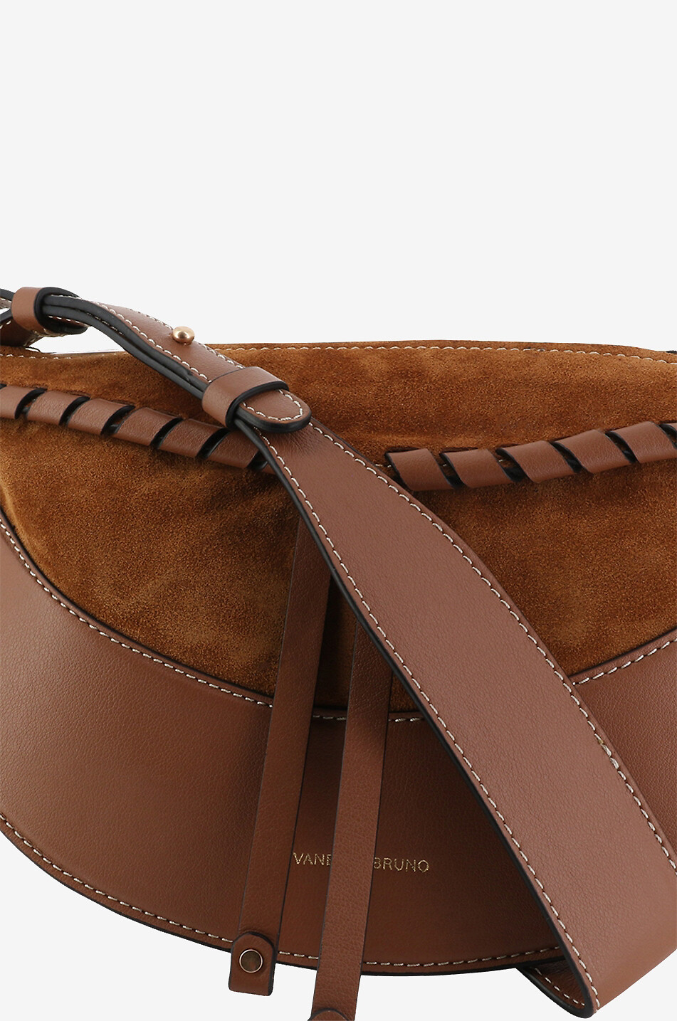 VANESSA BRUNO Lou Bum leather and suede cross body bag Women BROWN 5